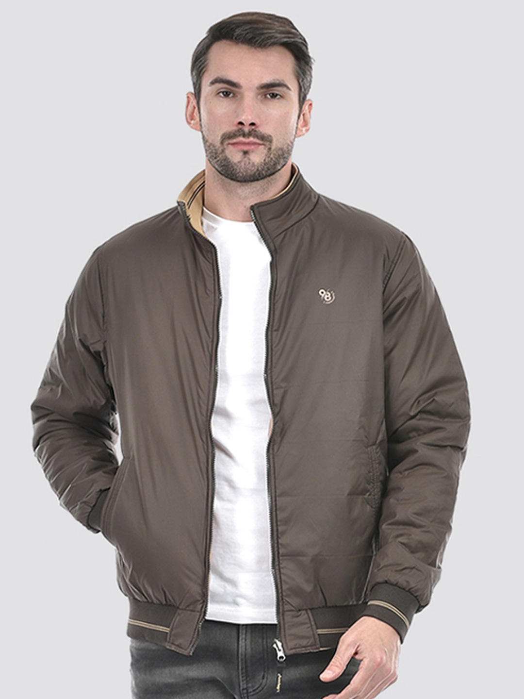 

Lawman pg3 Men Reversible Bomber with Embroidered Jacket, Brown