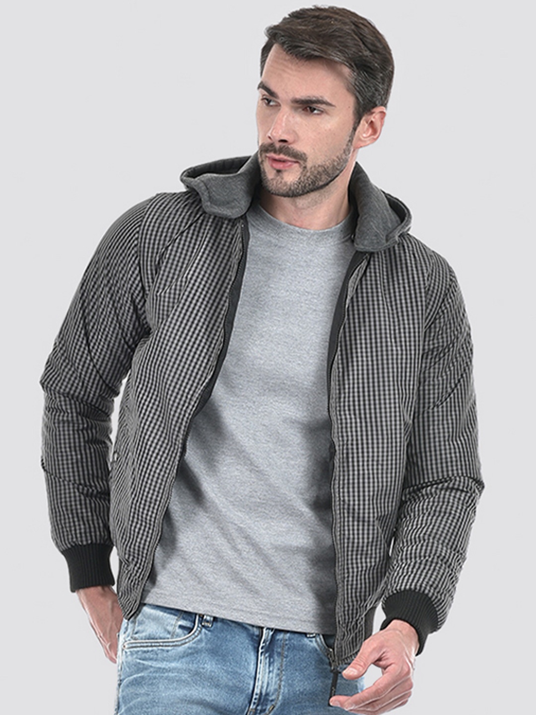 

Lawman pg3 Men Striped Reversible Crop Bomber with Patchwork Jacket, Multi
