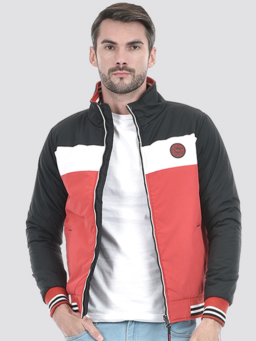 

Lawman pg3 Men Colourblocked Reversible Crop Puffer Jacket, Multi