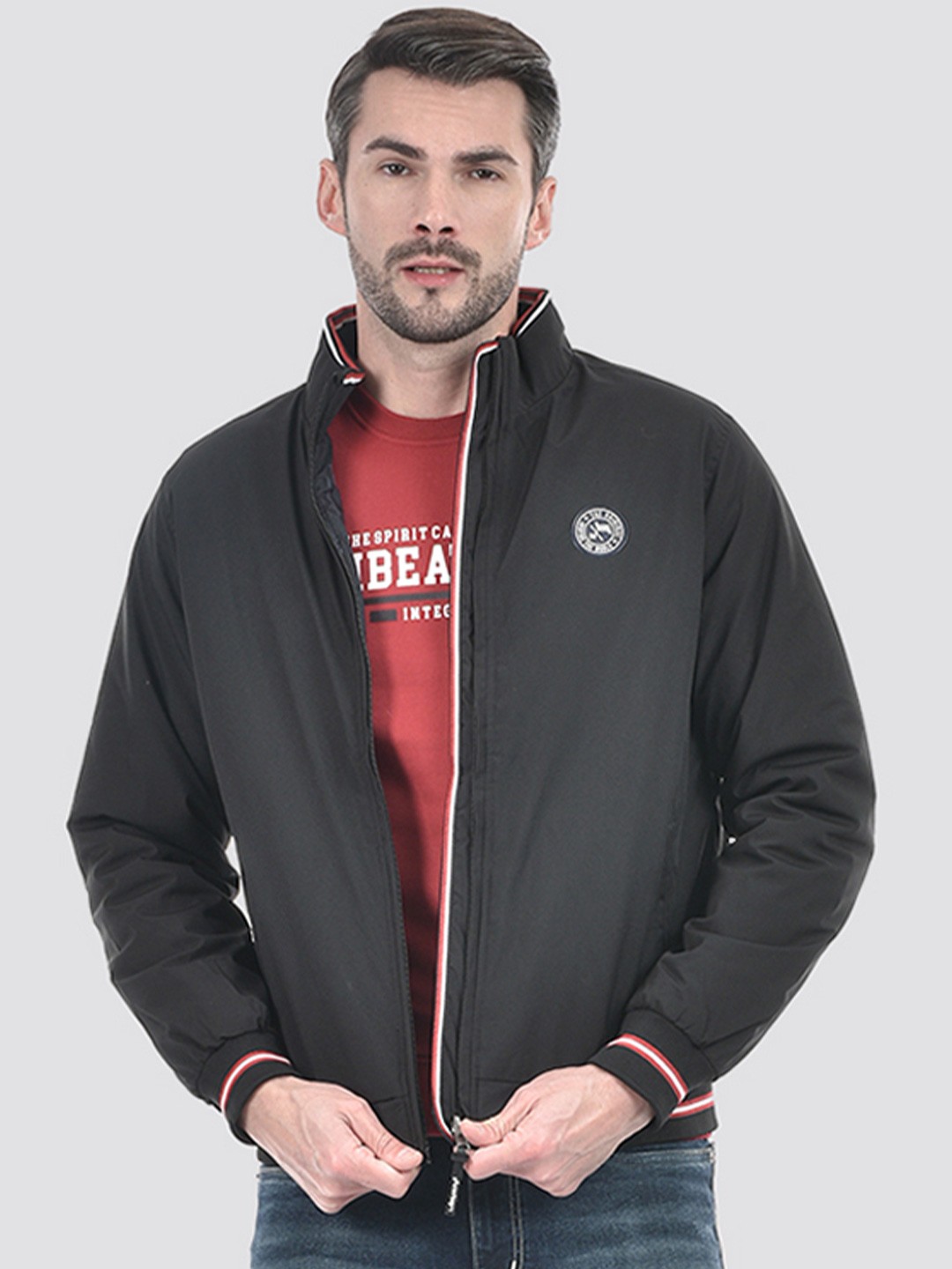 

Lawman pg3 Men Reversible Crop Bomber Jacket, Black