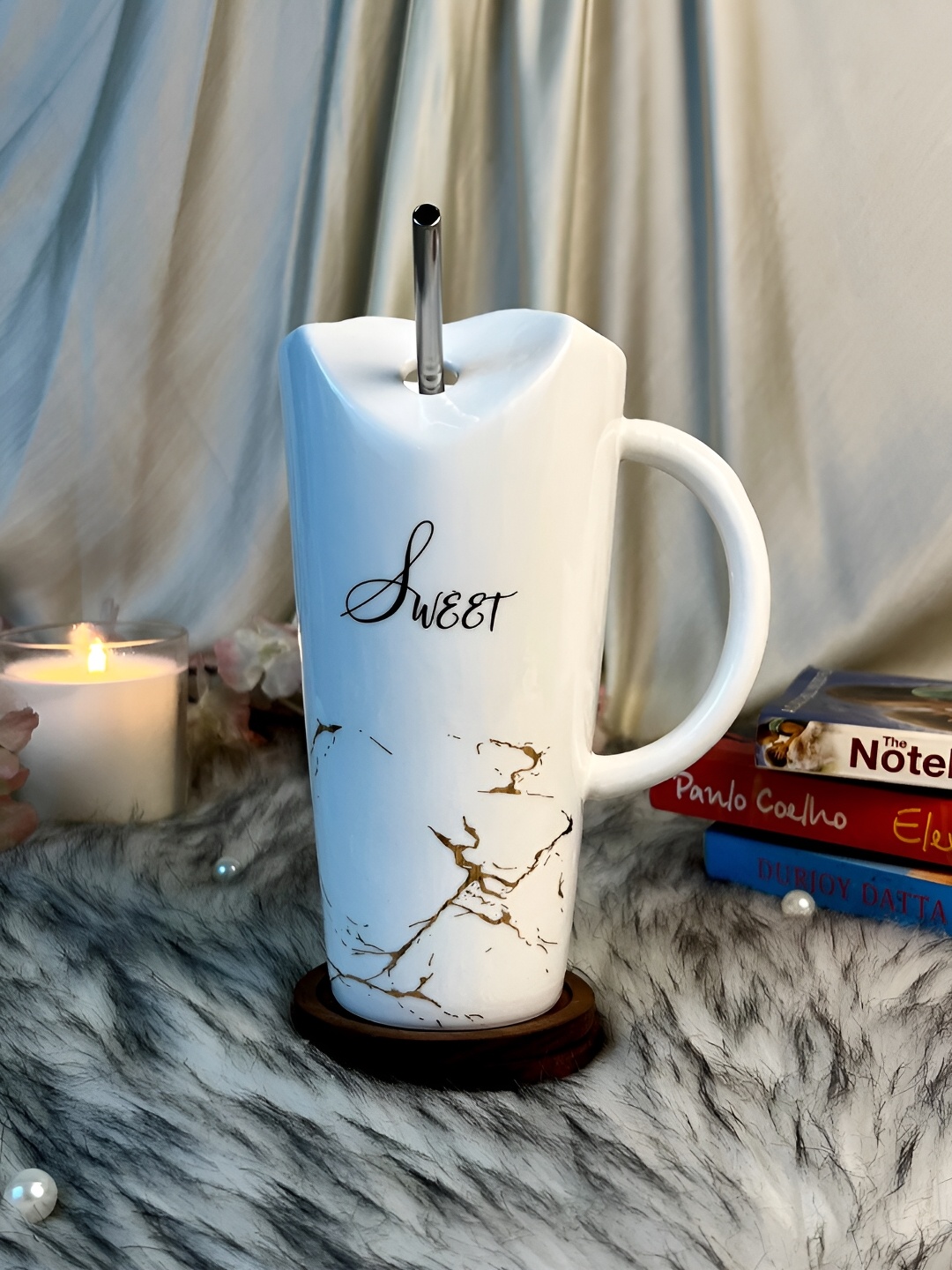 

Giftii White & Brown Printed Ceramic Glossy Mugs 350 ML