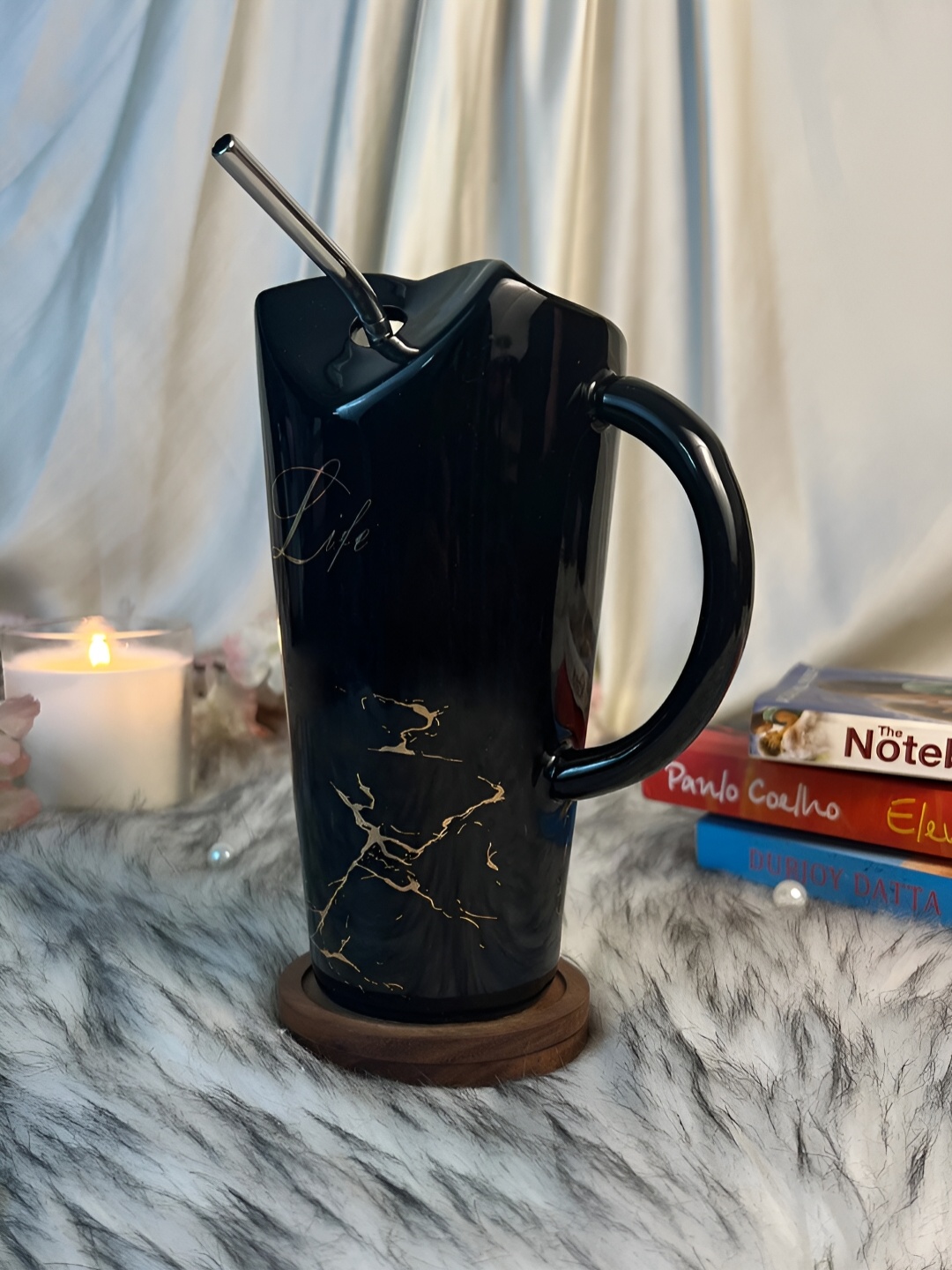 

Giftii Black & Brown Printed Ceramic Glossy Mugs 350 ML
