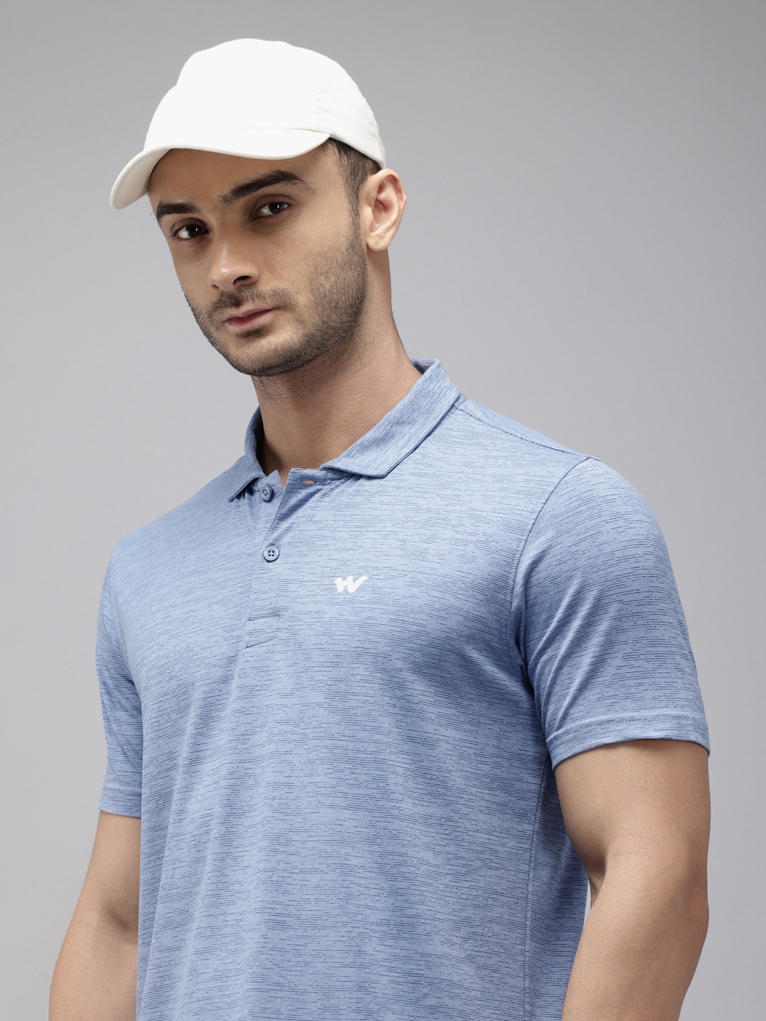 

Wildcraft Self Striped Polo Collar Sports T-shirt, Blue
