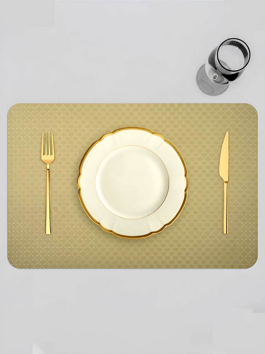 

Kuber Industries 6 Pieces Beige Checked Table Placemats