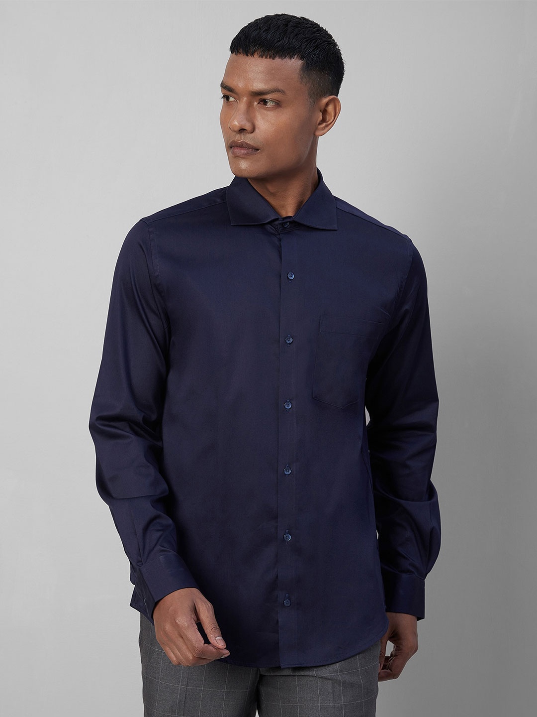 

Turtle Classic Slim Fit Cotton Opaque Formal Shirt, Navy blue