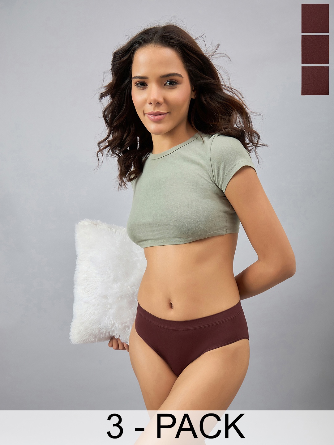 

DressBerry Seamless Pack Of 3 Basic Briefs, Camel brown