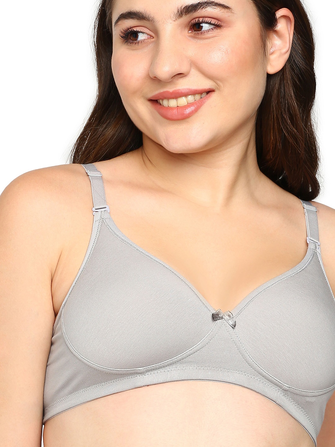 

BLOSSOM Women Seamless Lightly Padded Removable Straps T-shirt Bra, Grey