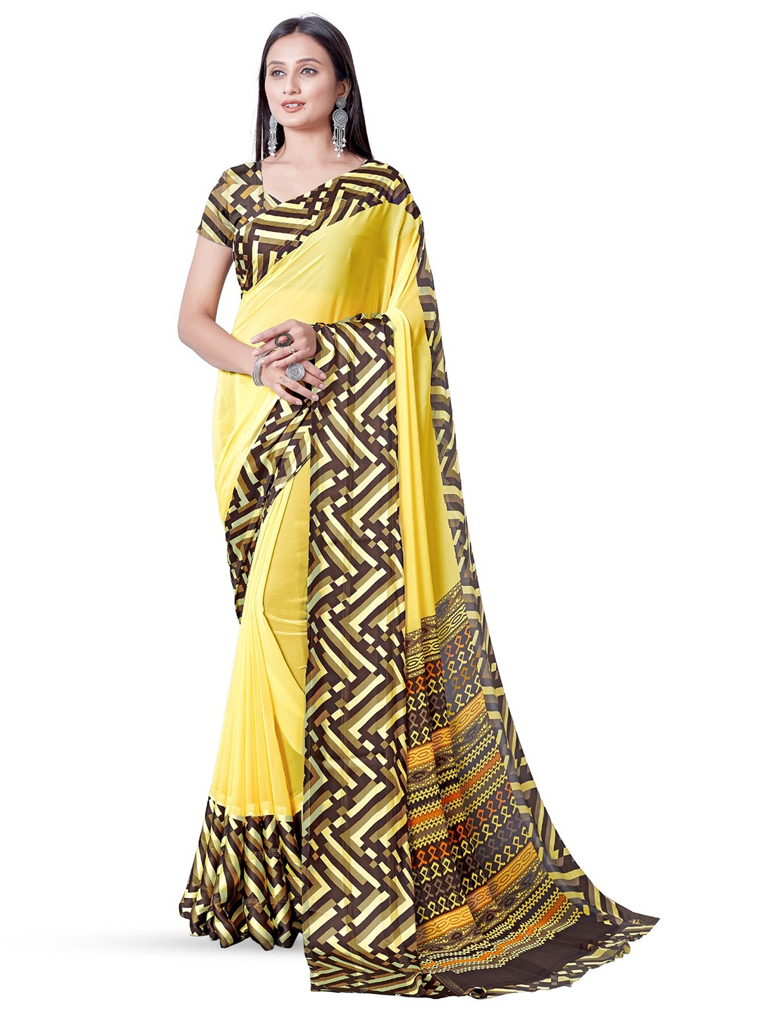 

Sitanjali Geometric Printed Saree, Yellow