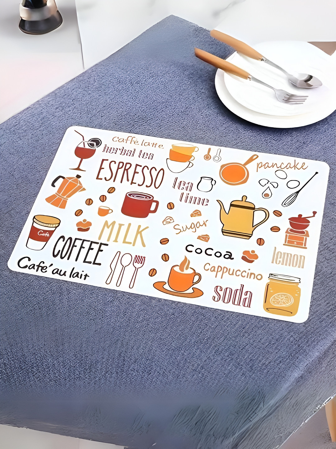 

UniKart White & Yellow 6 Pieces Printed Anti-Slip Rectangle Table Placemats