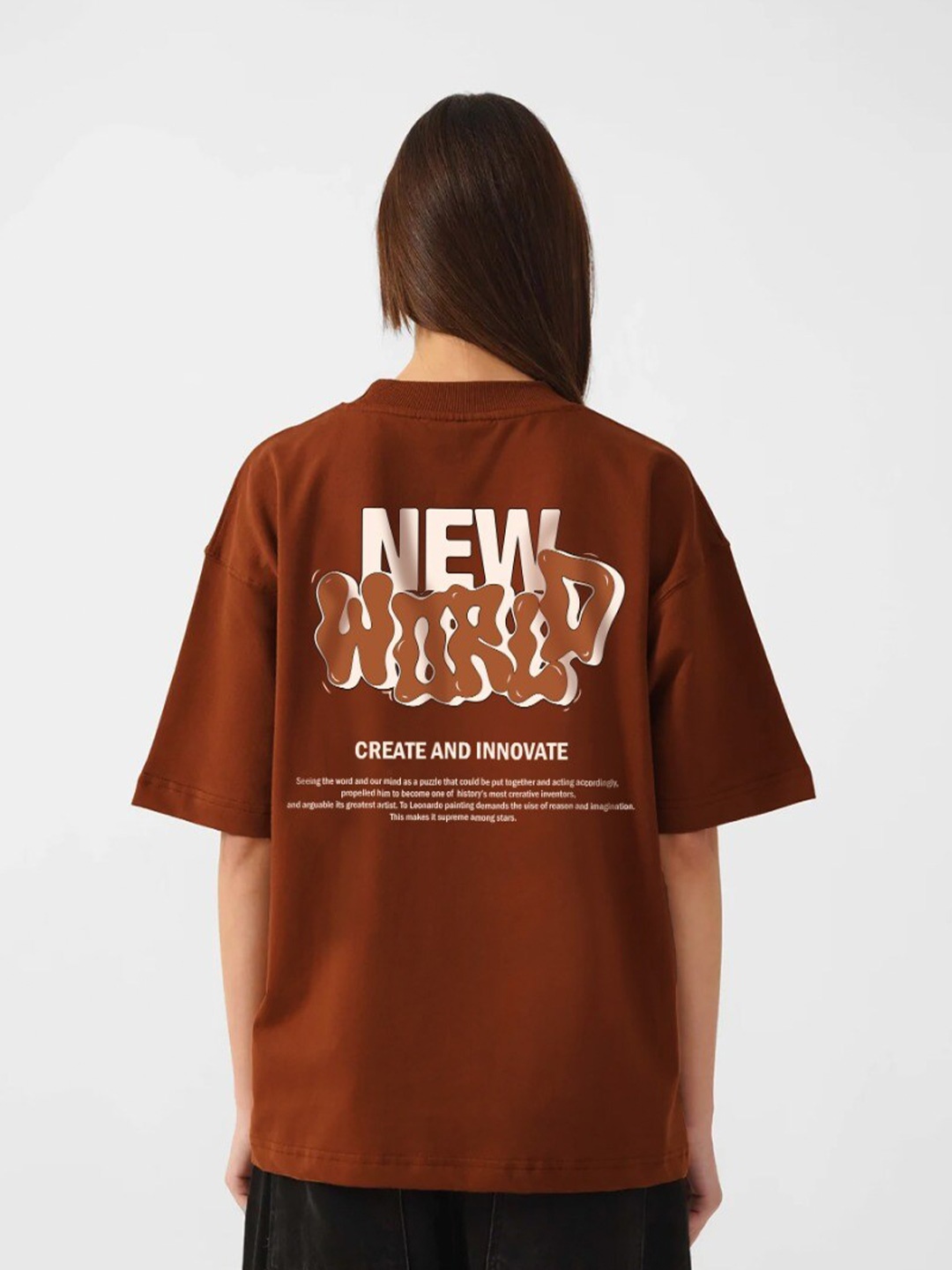 

MISCHIEF MONKEY Printed Round Neck Short Sleeves Cotton T-shirt, Coffee brown