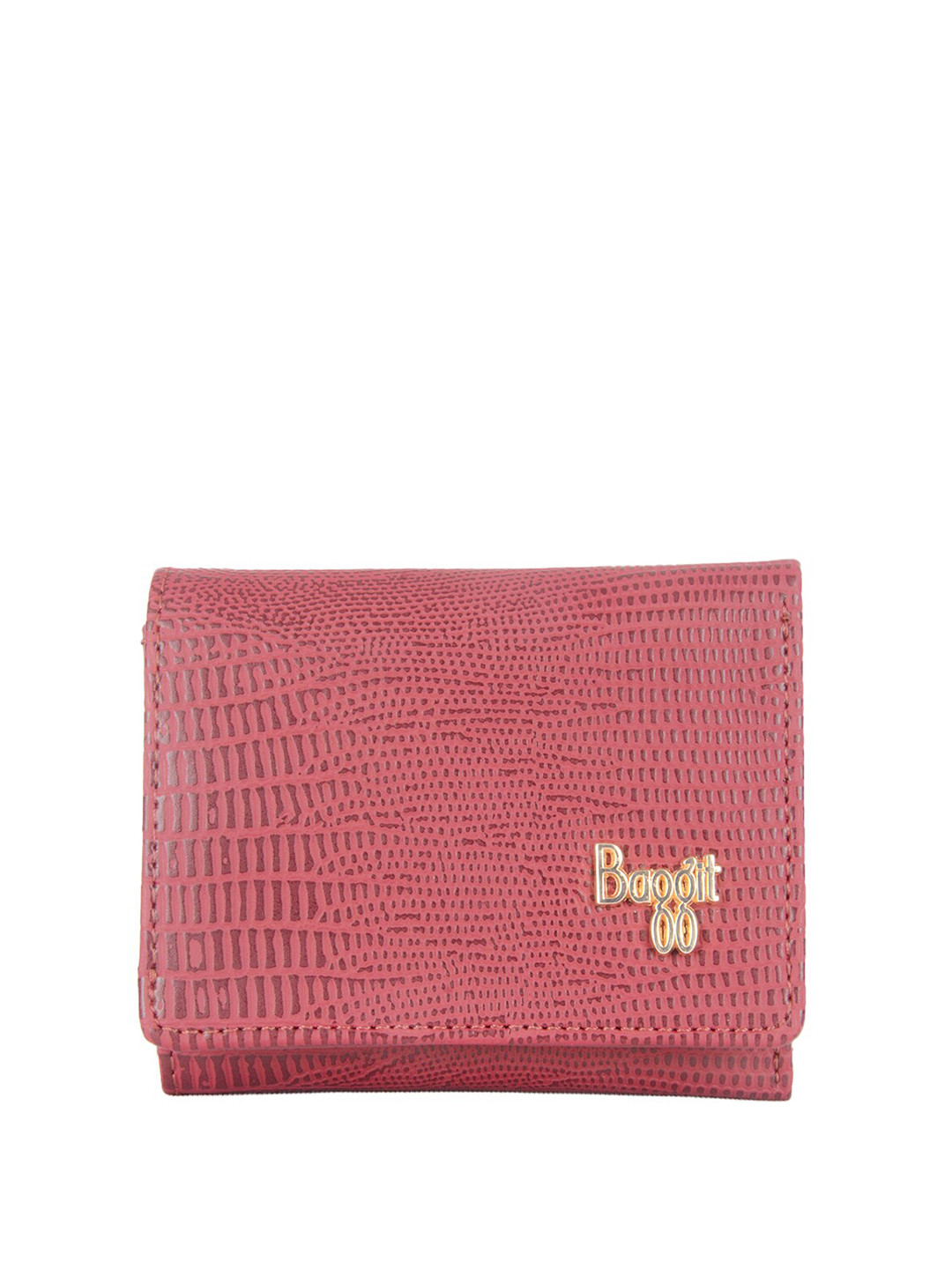

Baggit Women Textured Three Fold Wallet, Red