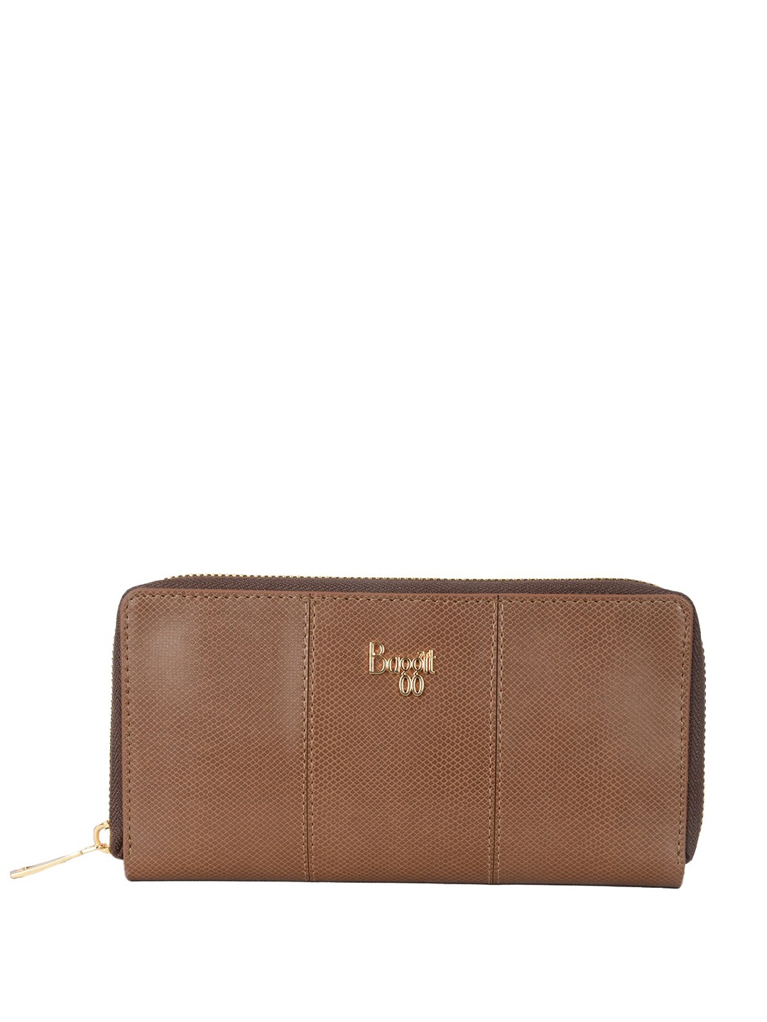 

Baggit Women Geometric Textured Zip Around Wallet, Brown