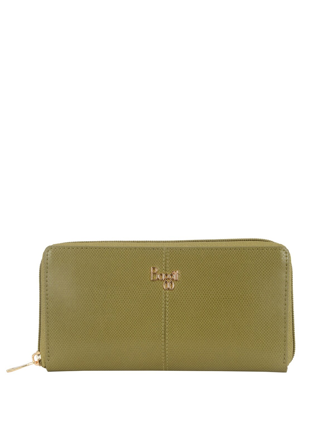 

Baggit Women Geometric Textured Zip Around Wallet, Green