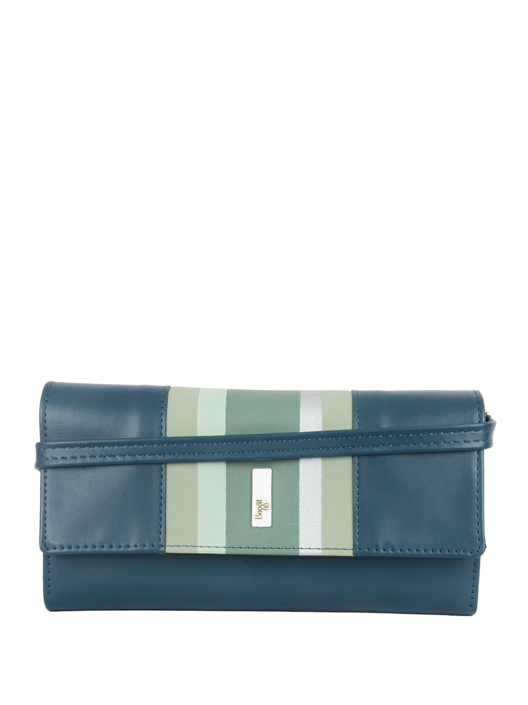 

Baggit Women Striped Two Fold Wallet, Green