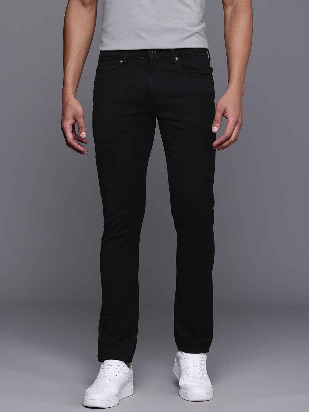 

Louis Philippe Jeans Men Slim Fit Low-Rise Stretchable Jeans, Black