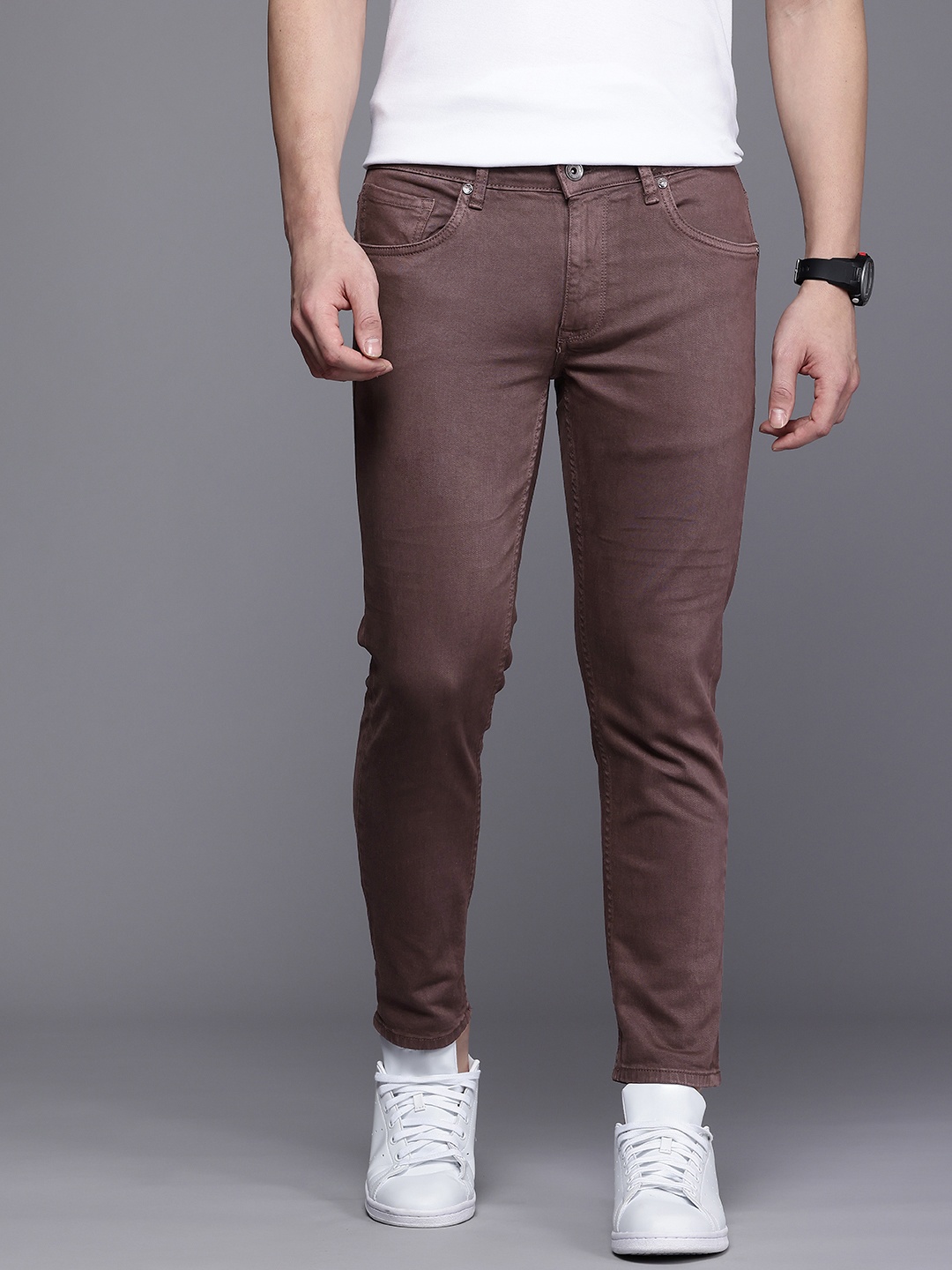 

Louis Philippe Jeans Men Smart Slim Fit Stretchable Jeans, Brown