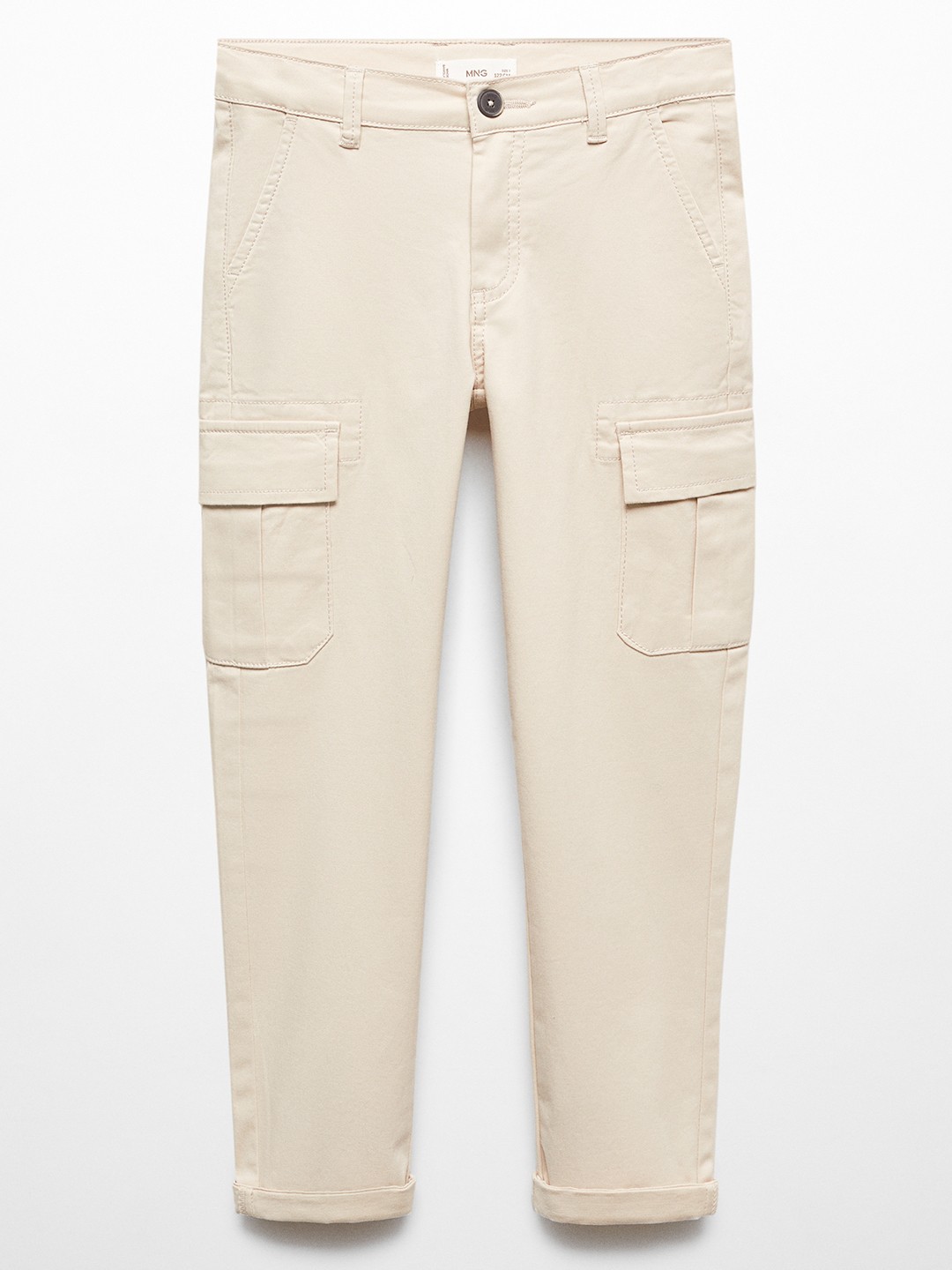 

Mango Kids Boys Solid Cargo Trousers, Cream