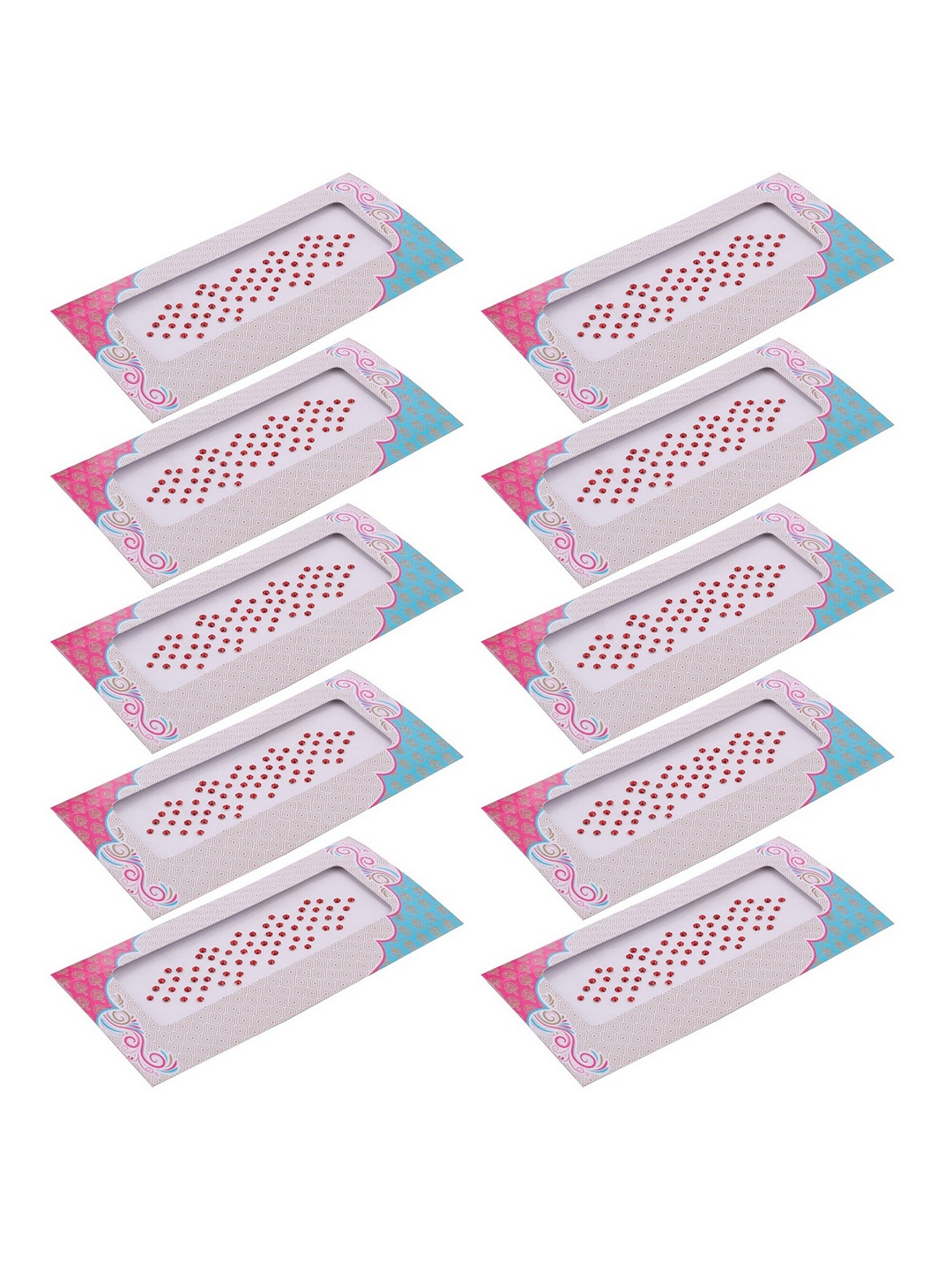 

VAMA Set Of 10 Diamond Stone Bindi Kumkum Stickers - 3 mm, Red