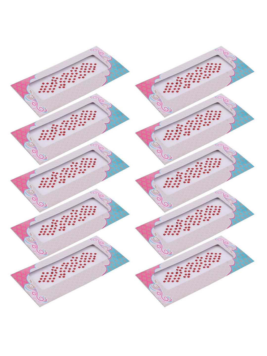 

VAMA Set Of 10 Diamond Stone Bindi Kumkum Stickers - 4 mm, Red