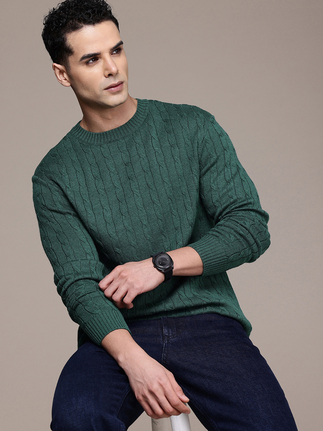 

French Connection Cable Knit Pullover, Green