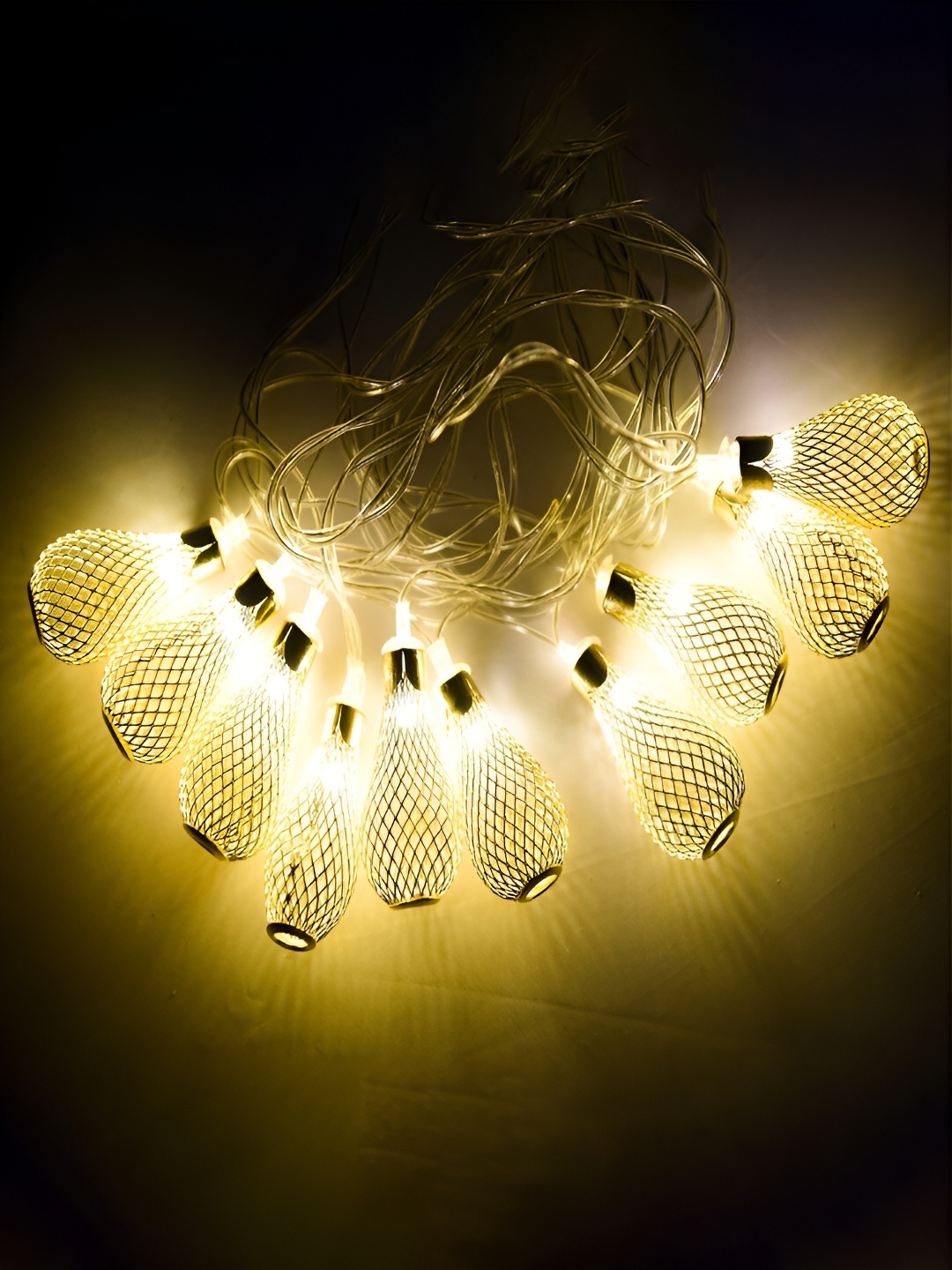

Kuber Industries Gold-Toned Litchi String Diwali Lights