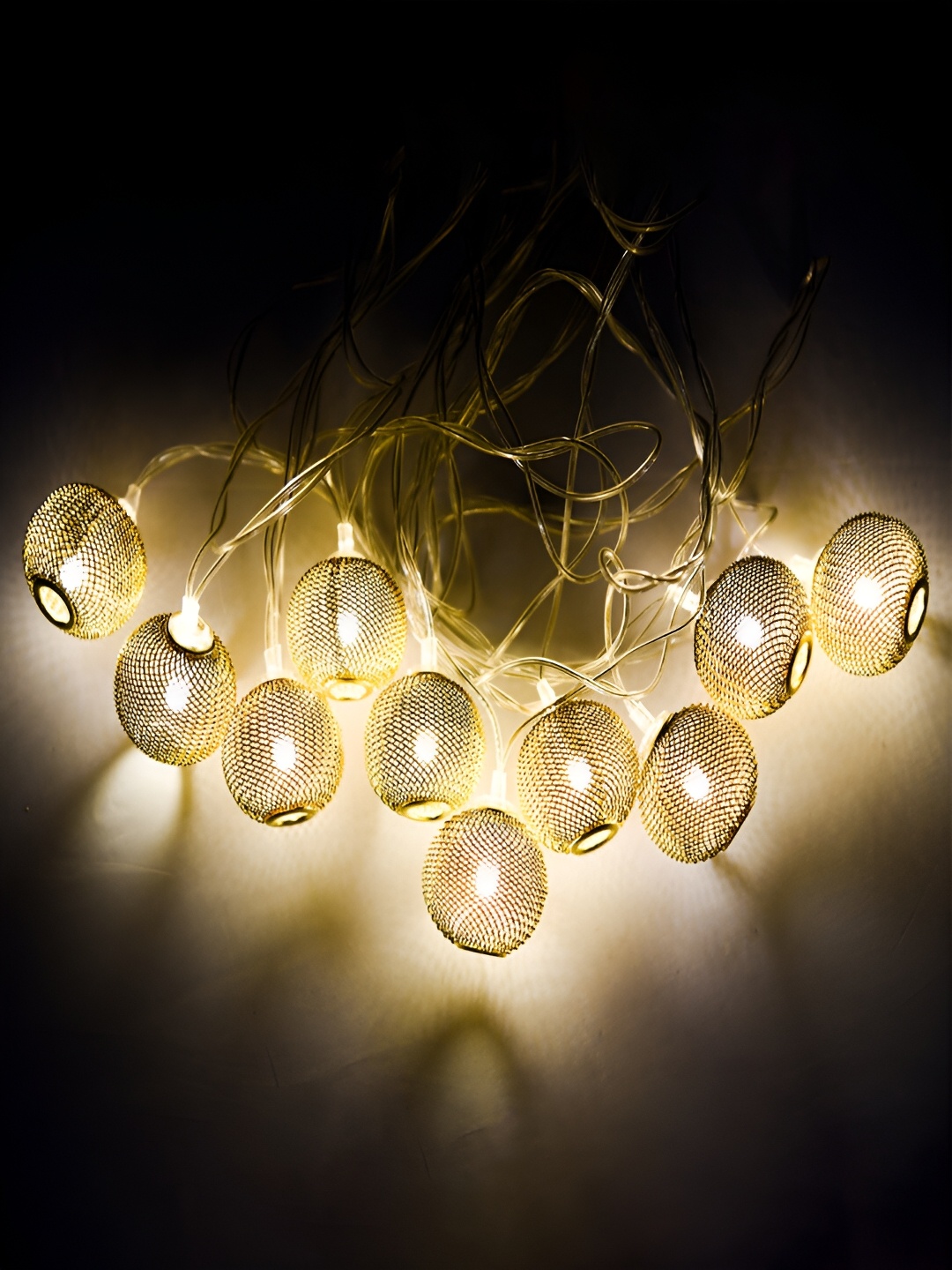 

Kuber Industries Gold-Toned Jali Larten String Diwali Lights