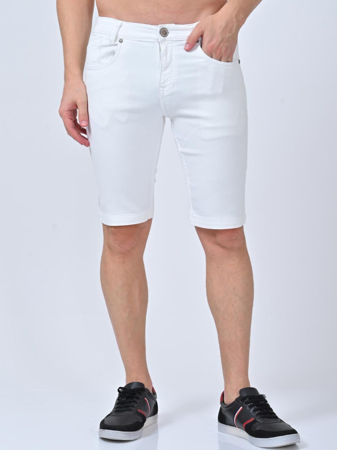 

Jean Cafe Men Slim Fit Cotton Denim Shorts, White