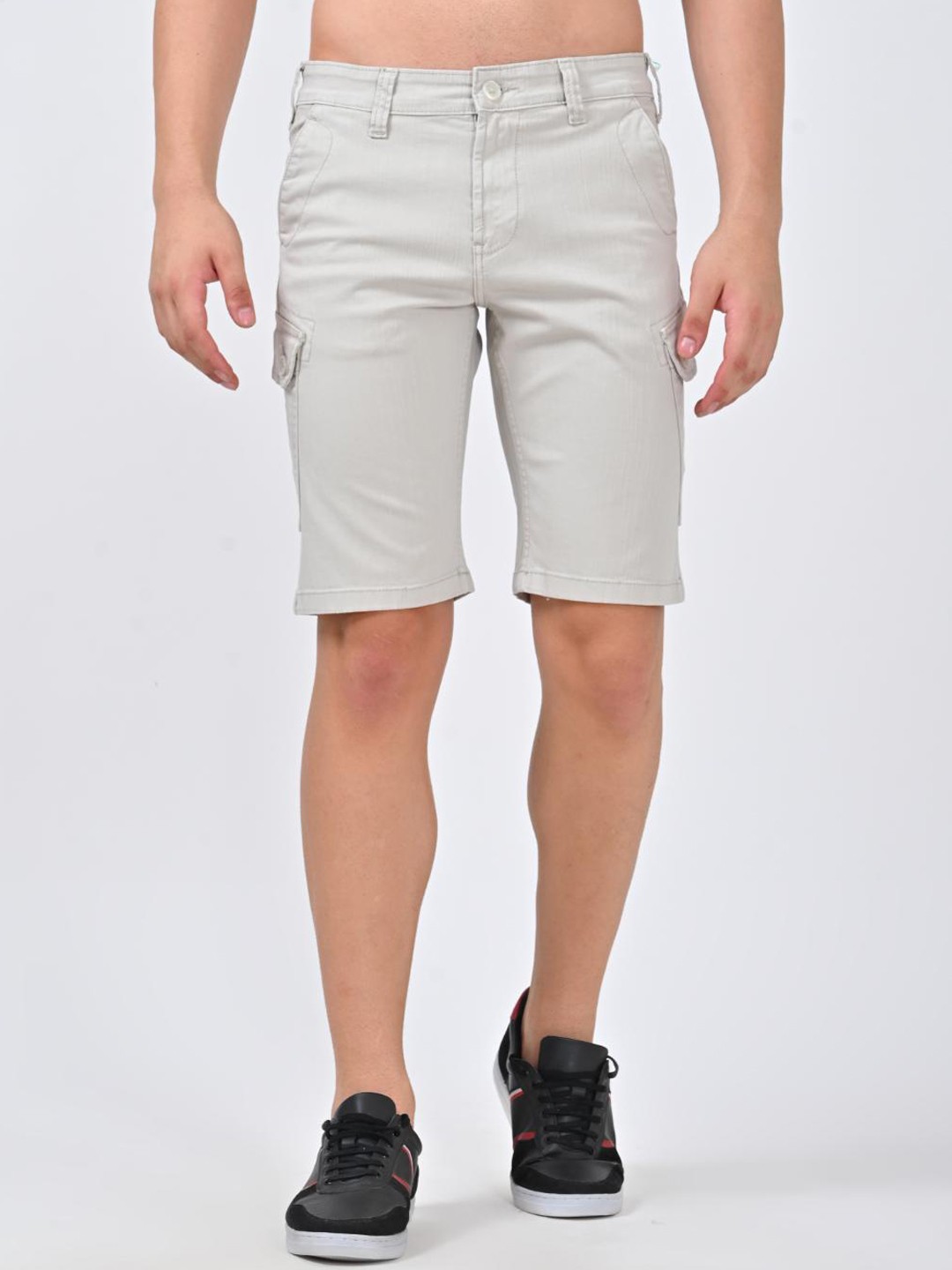 

Jean Cafe Men Mid Rise Slim Fit Pure Cotton Cargo Shorts, Beige