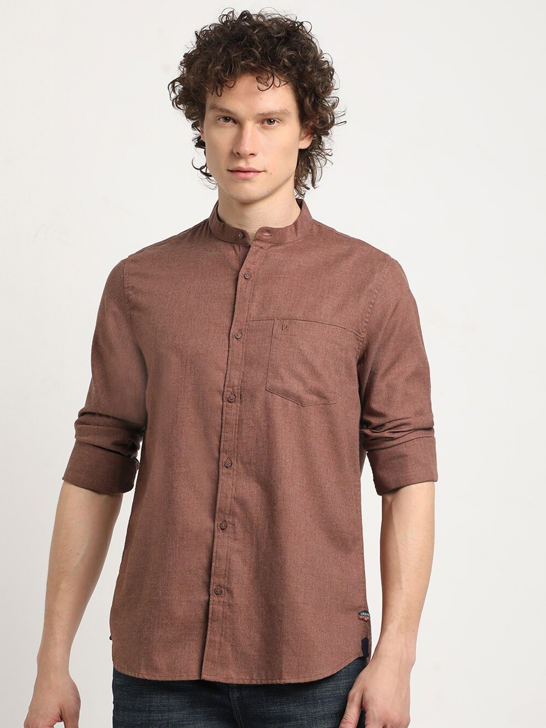 

URBARO Smart Slim Fit Cotton Casual Shirt, Brown