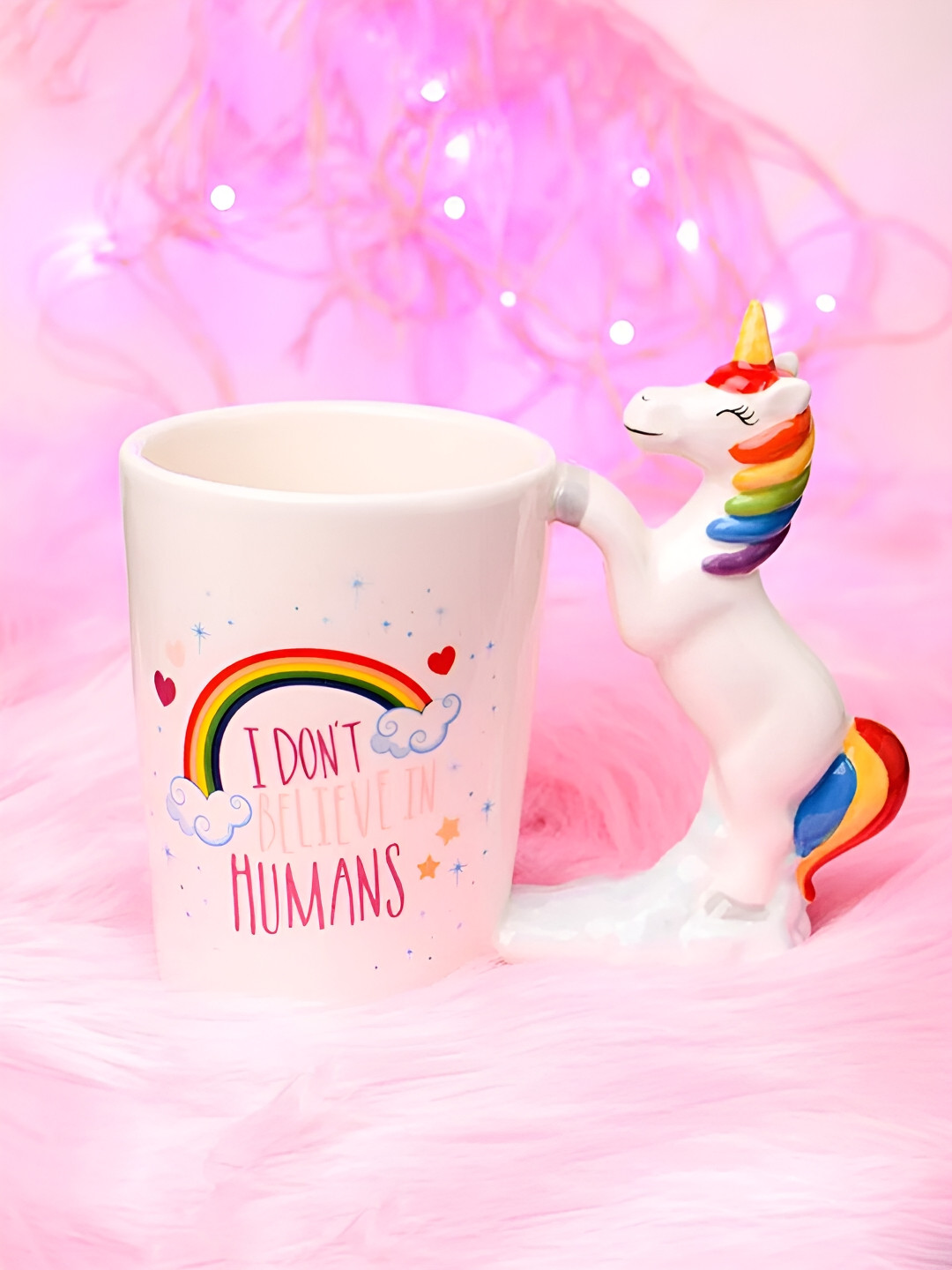 

Giftii White & Red Printed Ceramic Matte Mug 450 ml