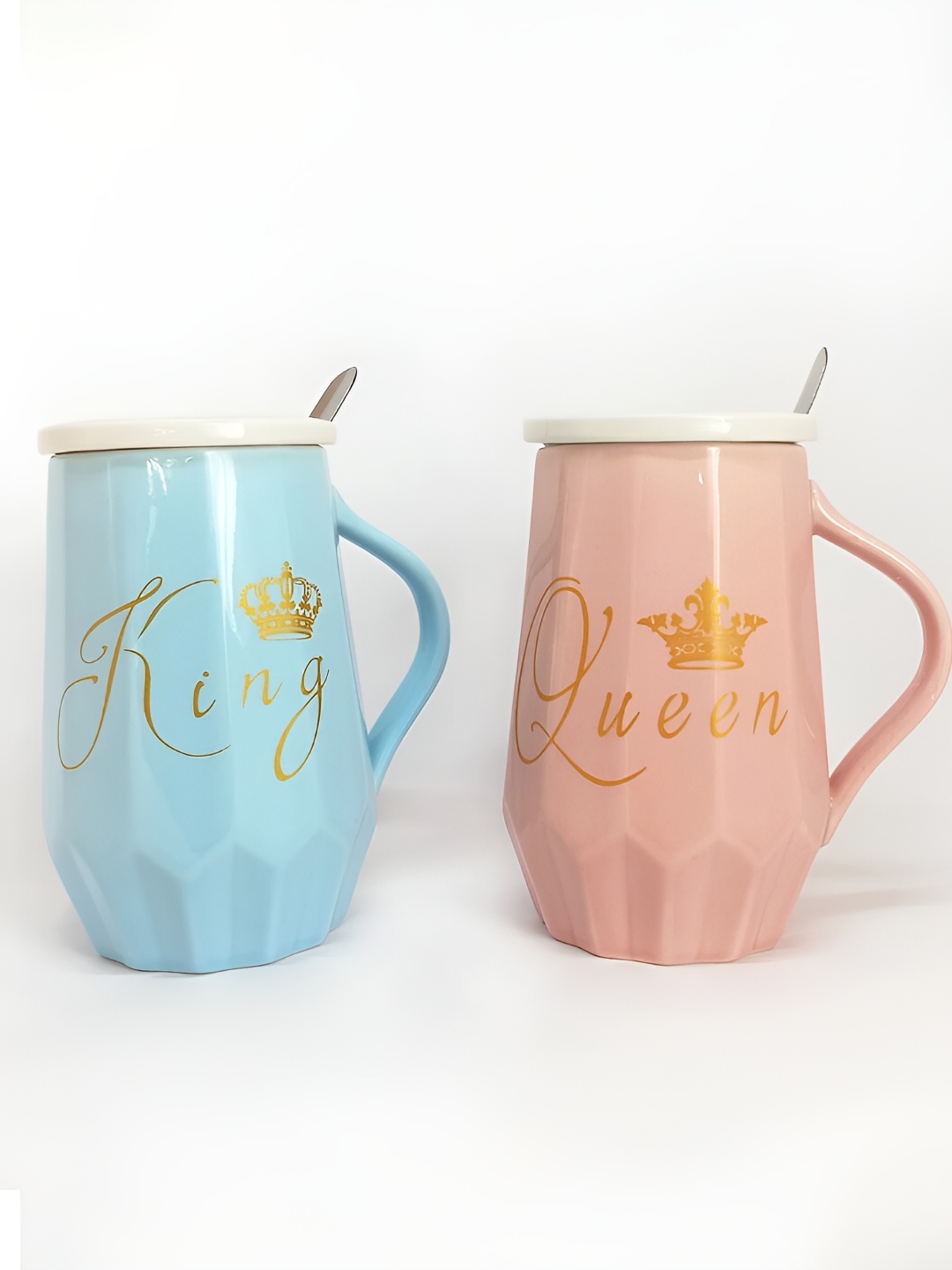 

Giftii Blue & Pink 2 Pieces Text Printed Ceramic Glossy Mugs 350 ML