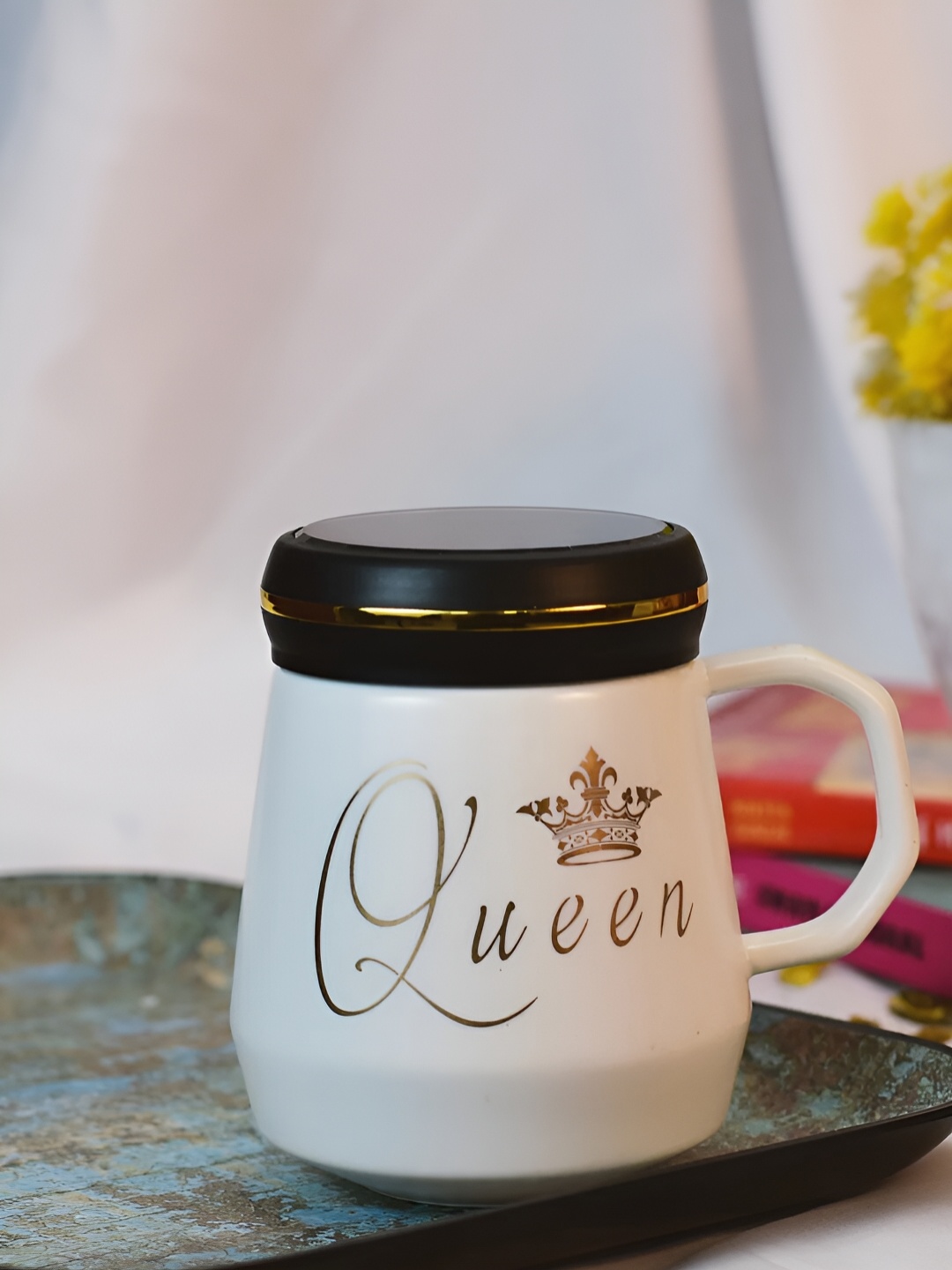 

Giftii White & Black Printed Ceramic Glossy Mugs 450 ML