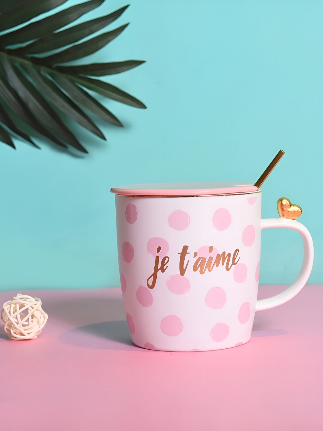 

Giftii White & Pink Printed Ceramic Matte Mug 350 ml