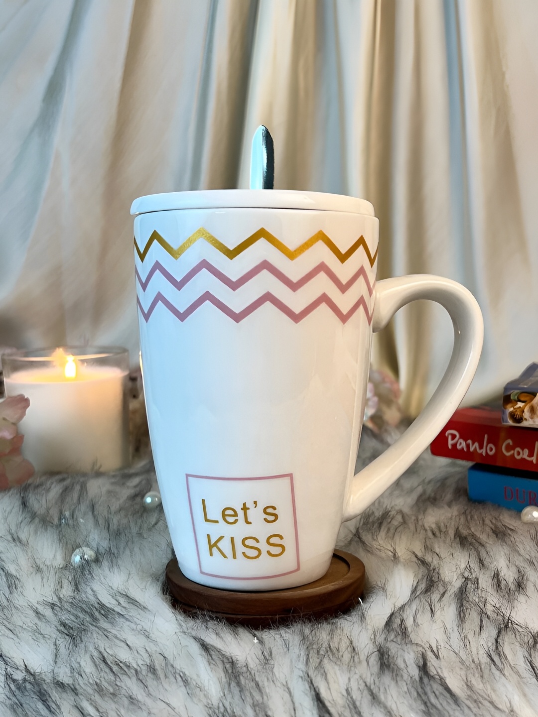 

Giftii White & Purple Printed Ceramic Glossy Mugs 350 ML