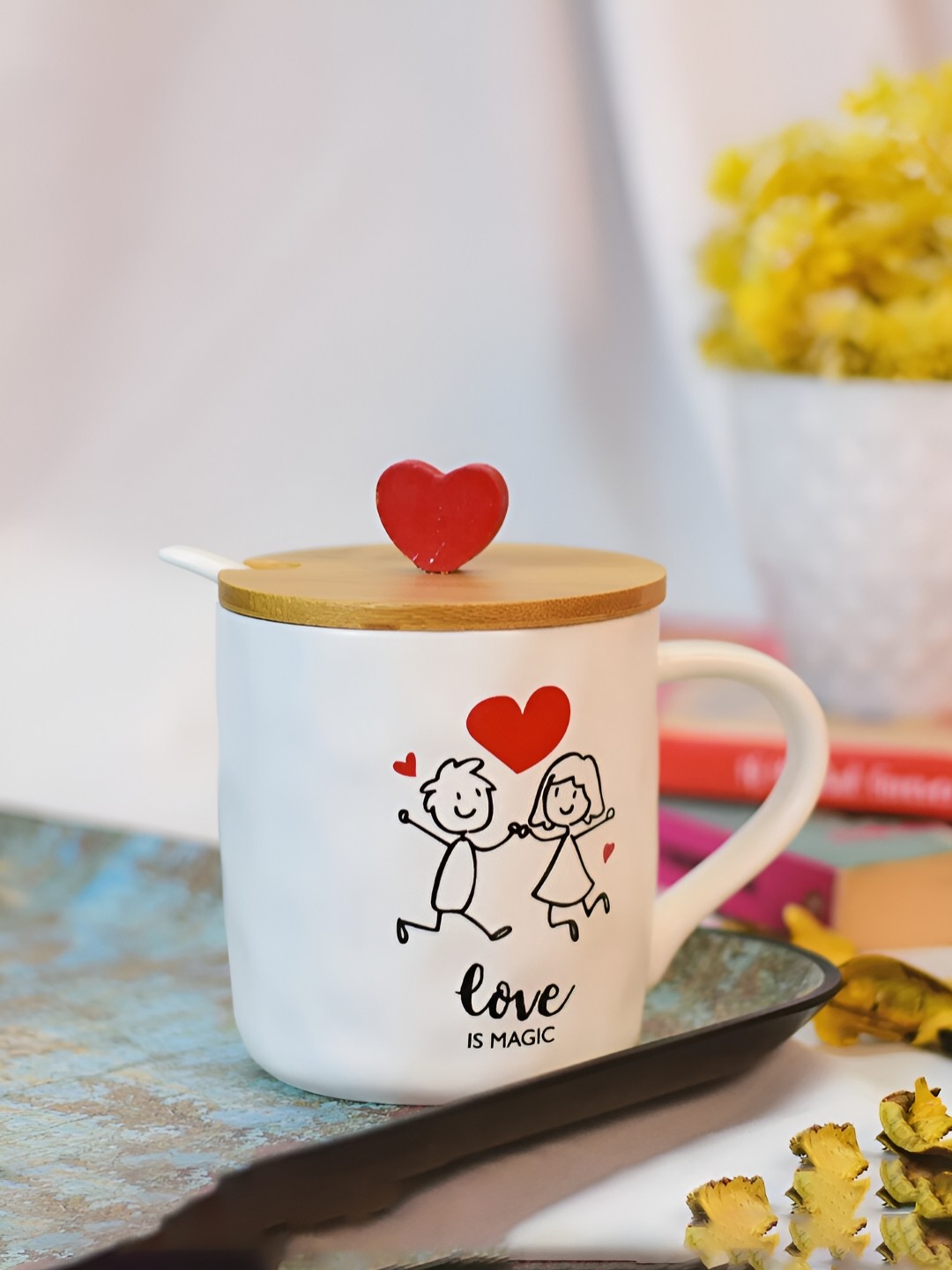 

Giftii White & Red Text or Slogans Printed Ceramic Glossy Mugs 350 ML