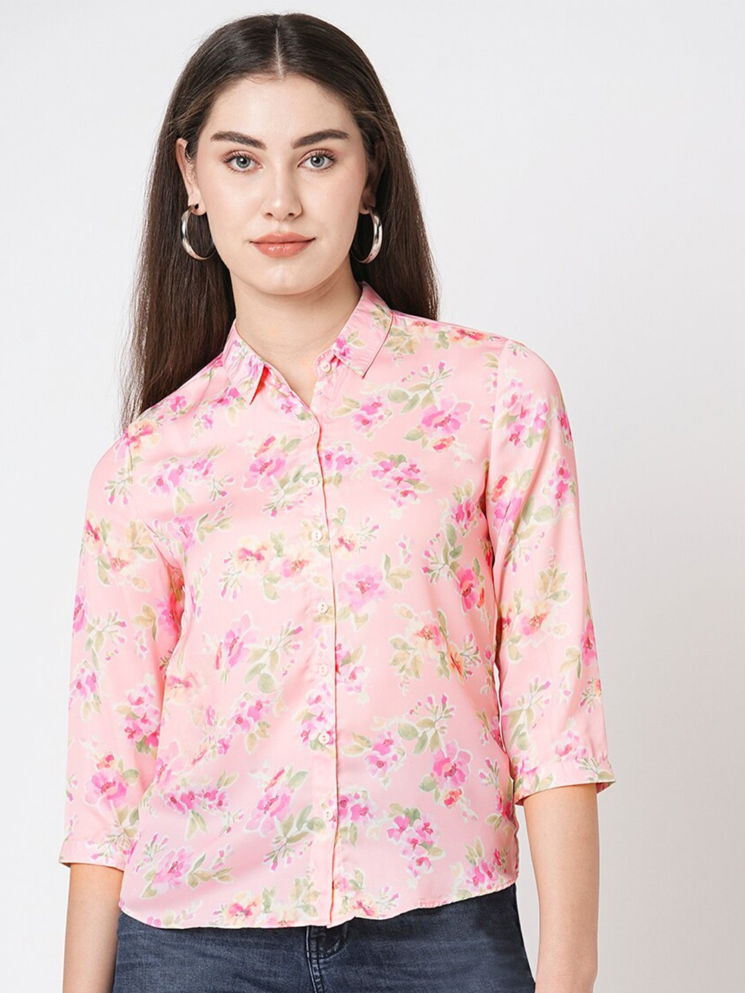 

Kraus Jeans Floral Printed Spread Collar Slim Fit Casual Shirt, Multi