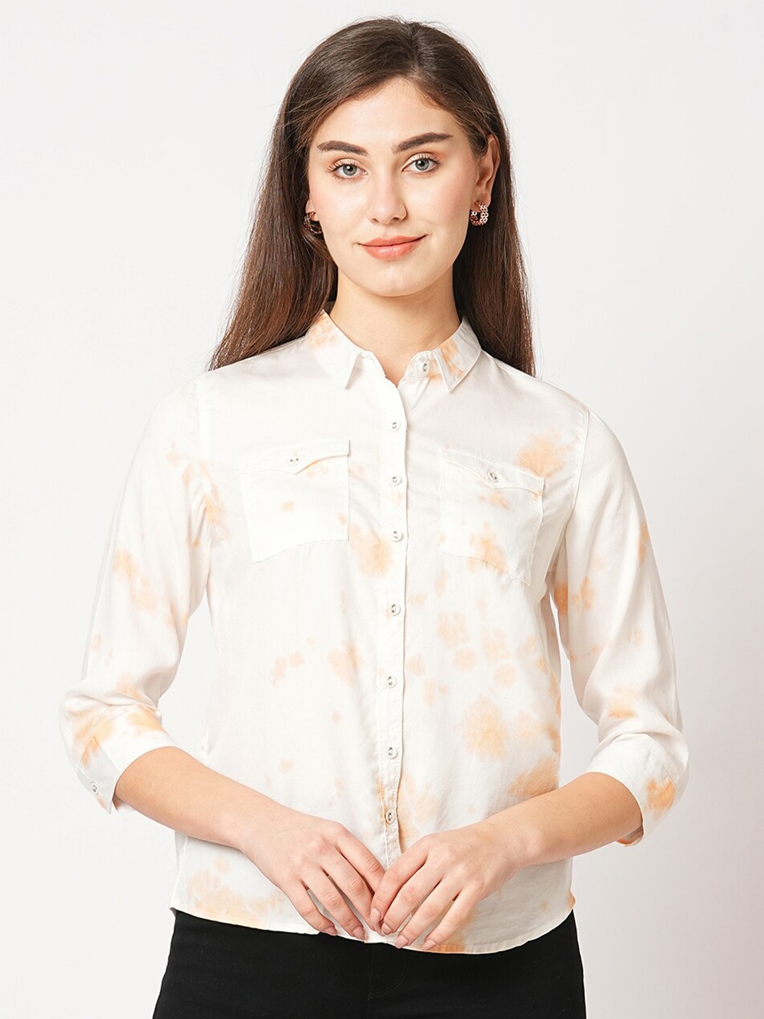 

Kraus Jeans Slim Fit Abstract Printed Casual Shirt, Peach