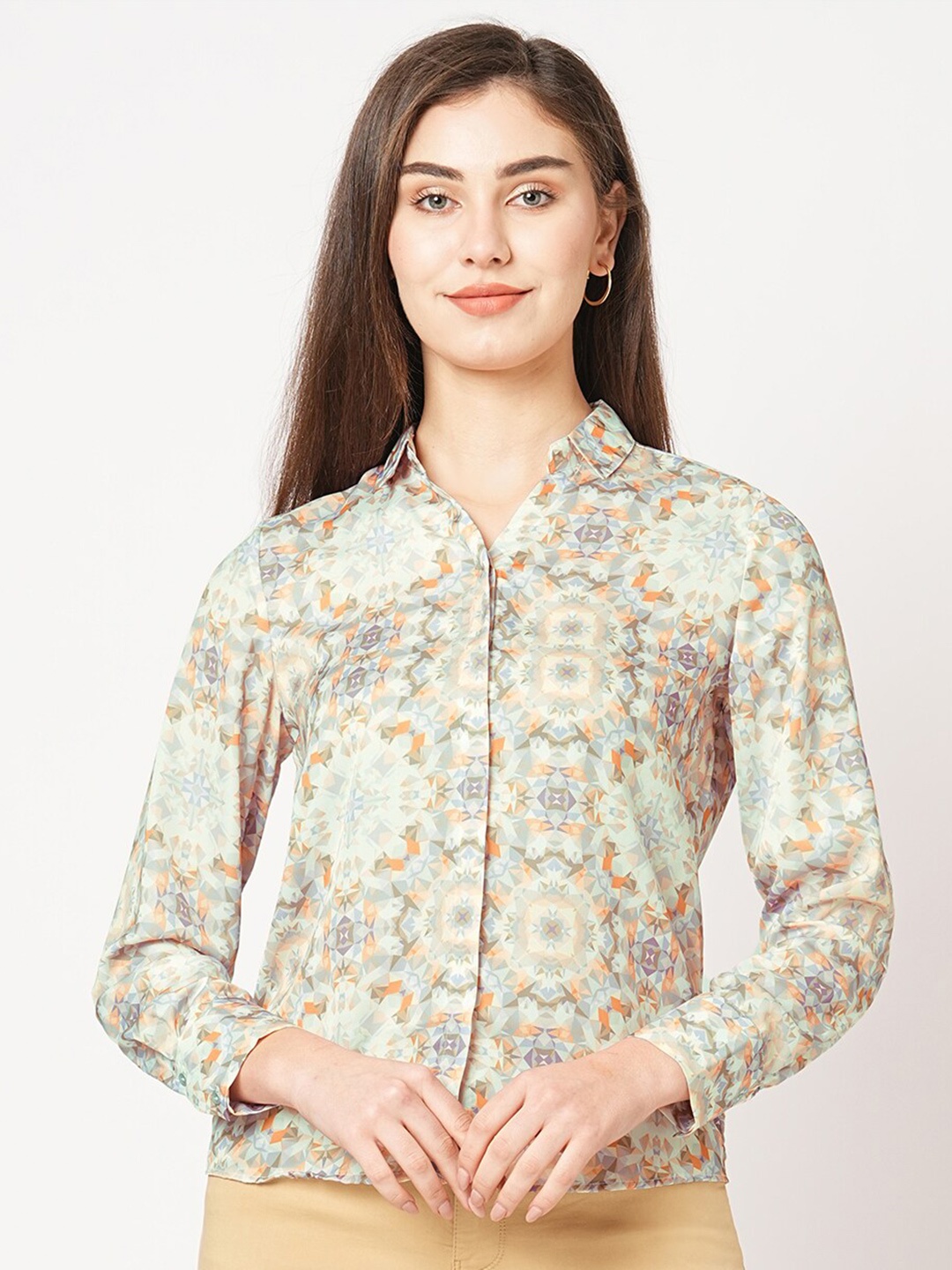 

Kraus Jeans Slim Fit Floral Printed Casual Shirt, Green