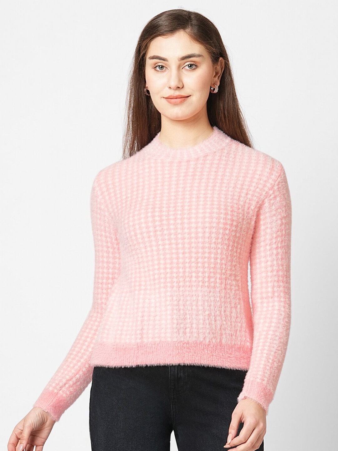 

Kraus Jeans Round Neck Long Sleeves Pullover, Pink
