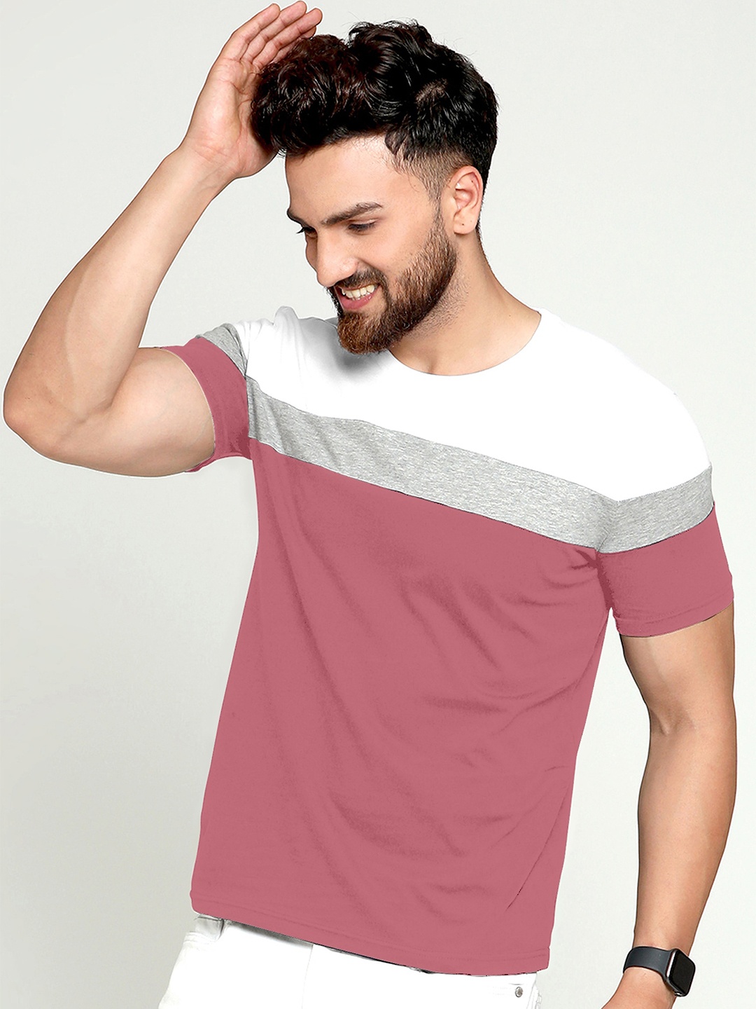 

AUSK Colourblocked Round Neck Half Sleeves T-shirt, Multi