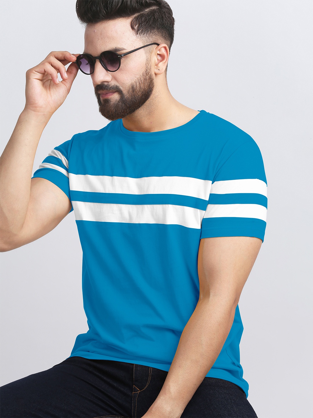 

AUSK Striped Round Neck Half Sleeves T-shirt, Navy blue