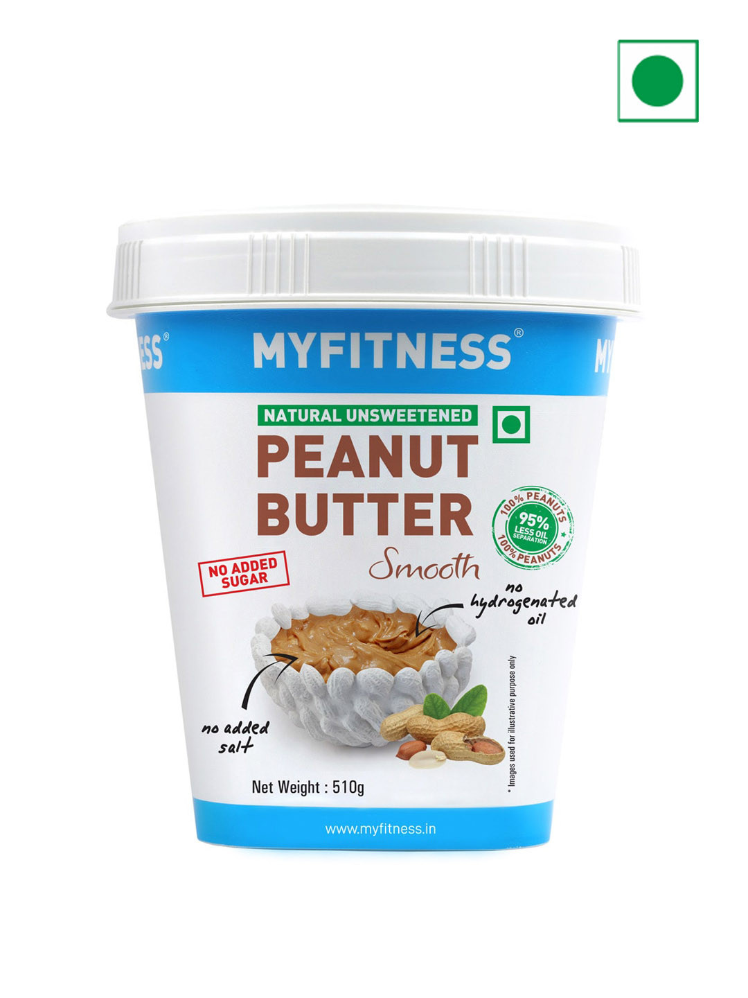 

MyFitness Peanut Butter Natural Peanut Butter Smooth 510 G, Blue