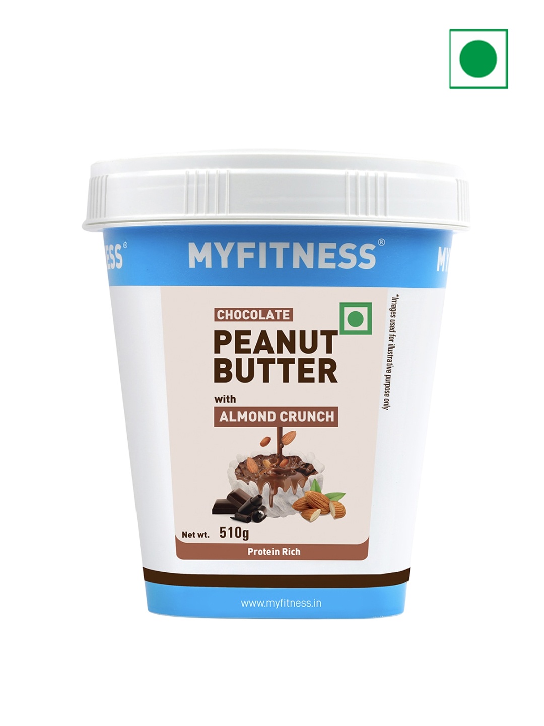 

MyFitness Peanut Butter Chocolate Peanut Butter with Almond Crunch- 510 G, Blue