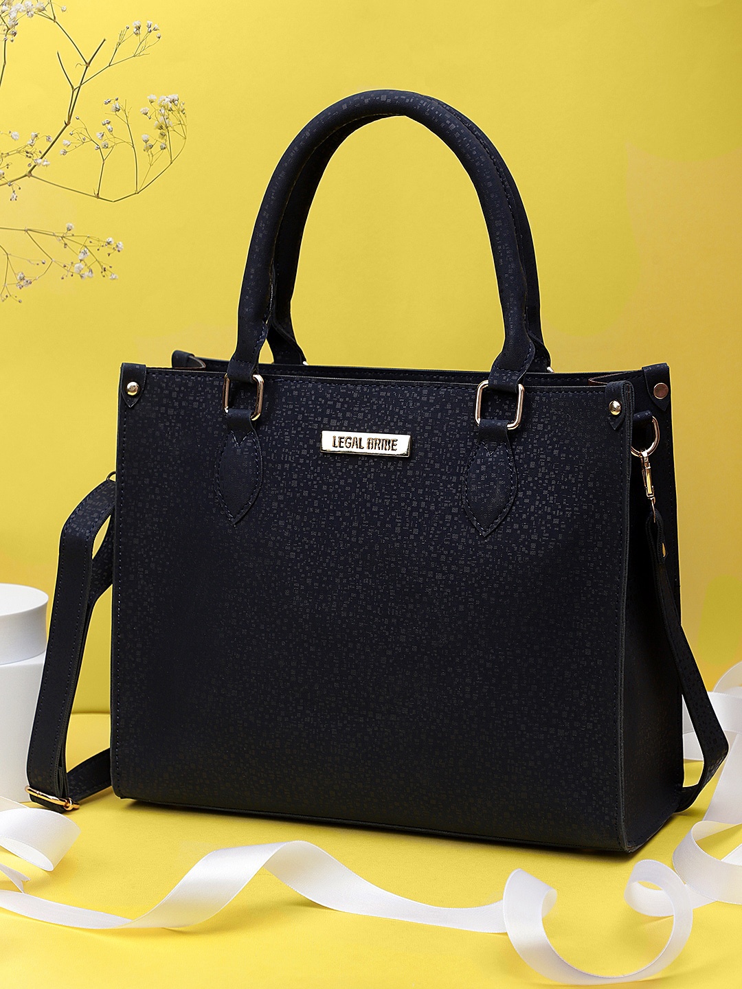 

LEGAL BRIBE Textured Structured Tote Bag, Black