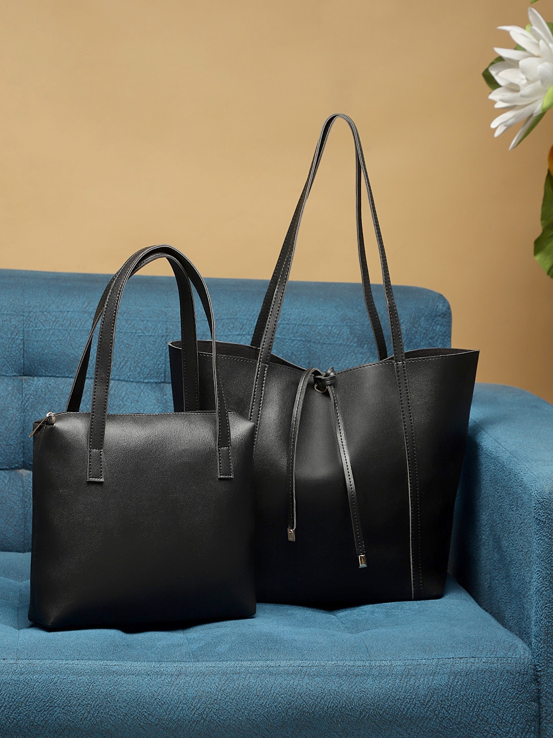 

LEGAL BRIBE Set Of 2 Oversized Shopper Shoulder Bag, Black