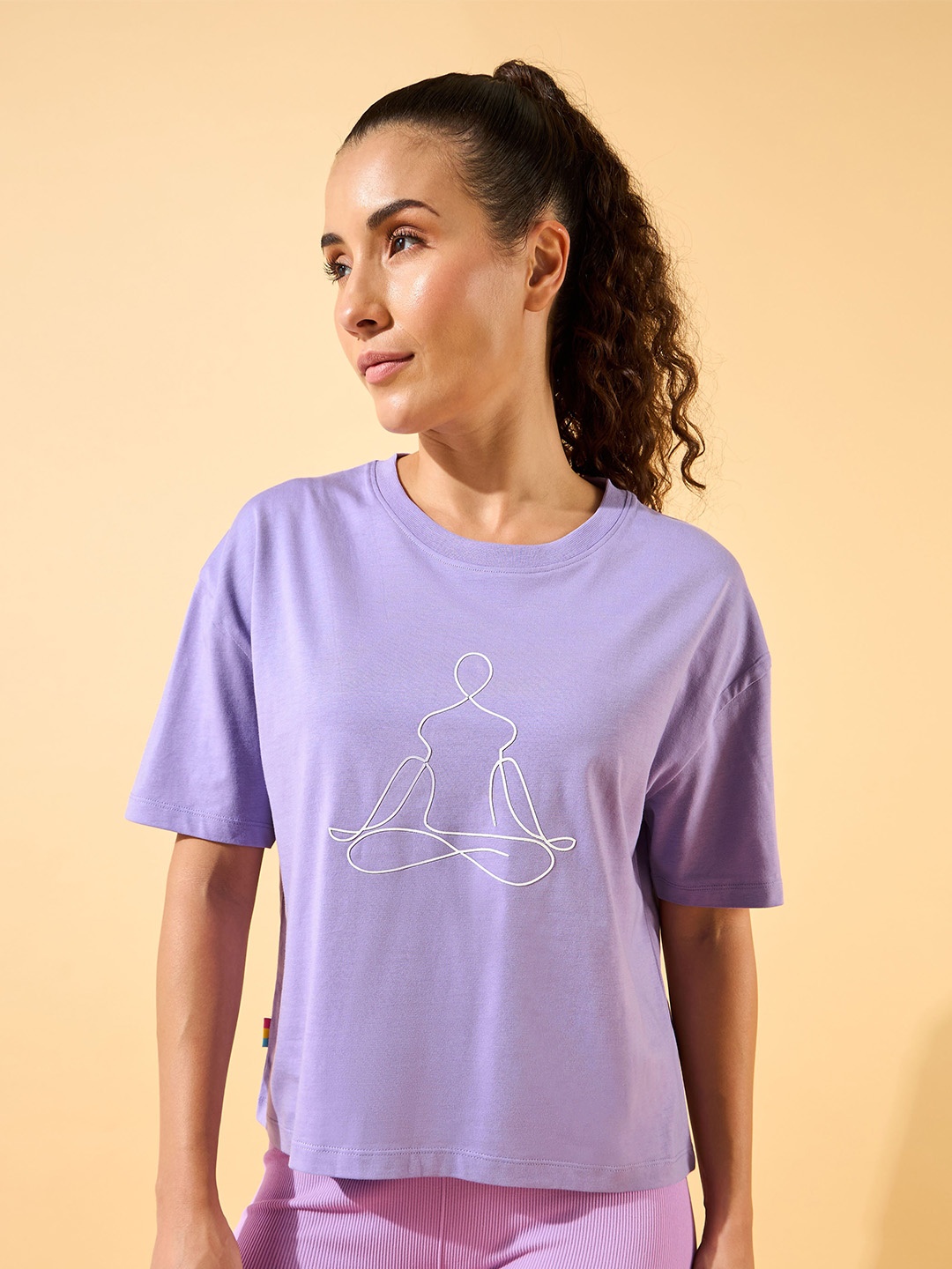 

CULT Round Neck Printed Pure Cotton Tshirt, Purple