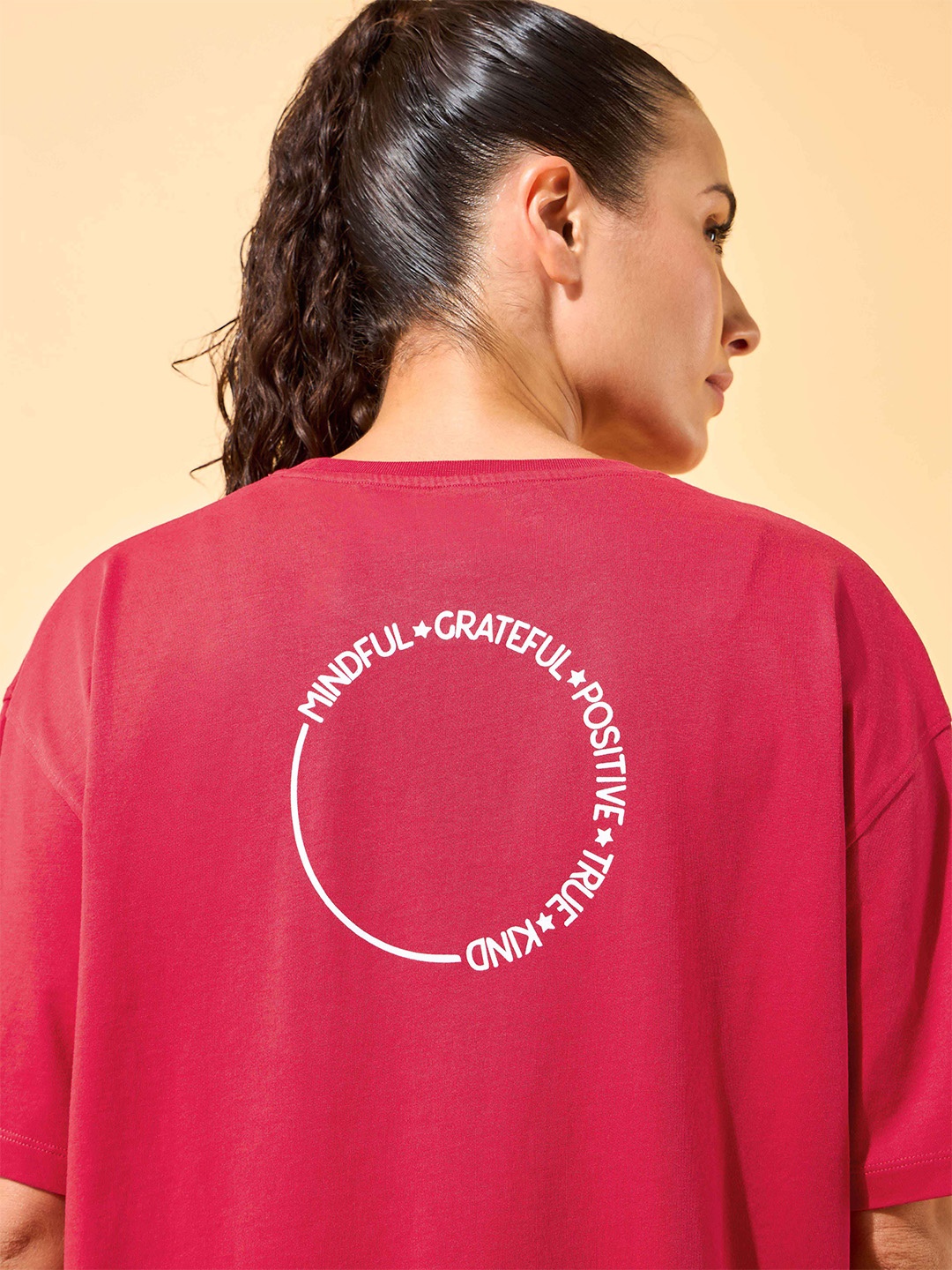 

CULT Typography Printed Pure Cotton Oversized Tshirt, Red