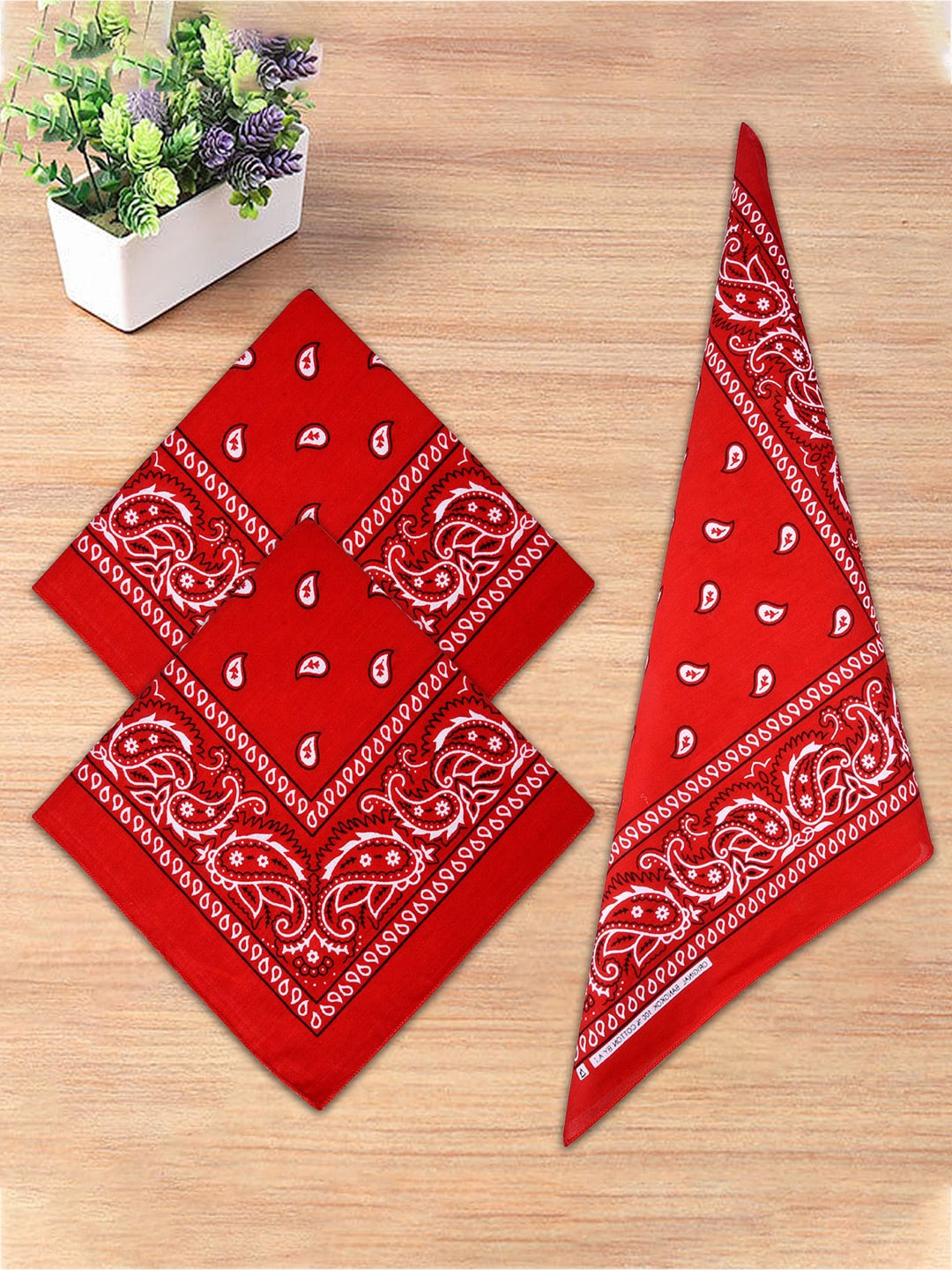 

Kuber Industries Pack Of 6 Printed Cotton Handkerchiefs, Red