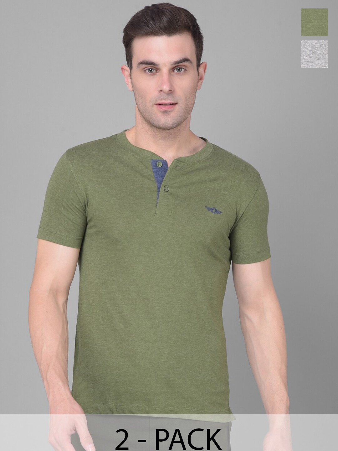 

Force NXT Pack Of 2 Round Neck Cotton Casual T-shirts, Green