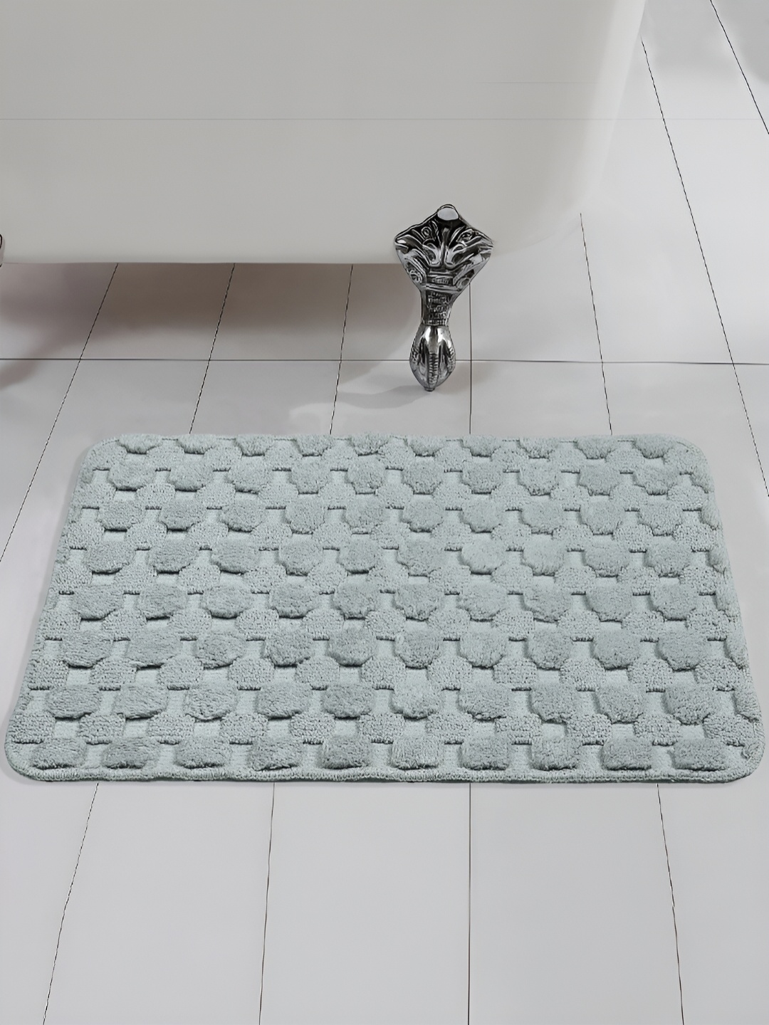 

Saral Home Grey Textured Cotton 1000 GSM Anti-Skid Bath Rug